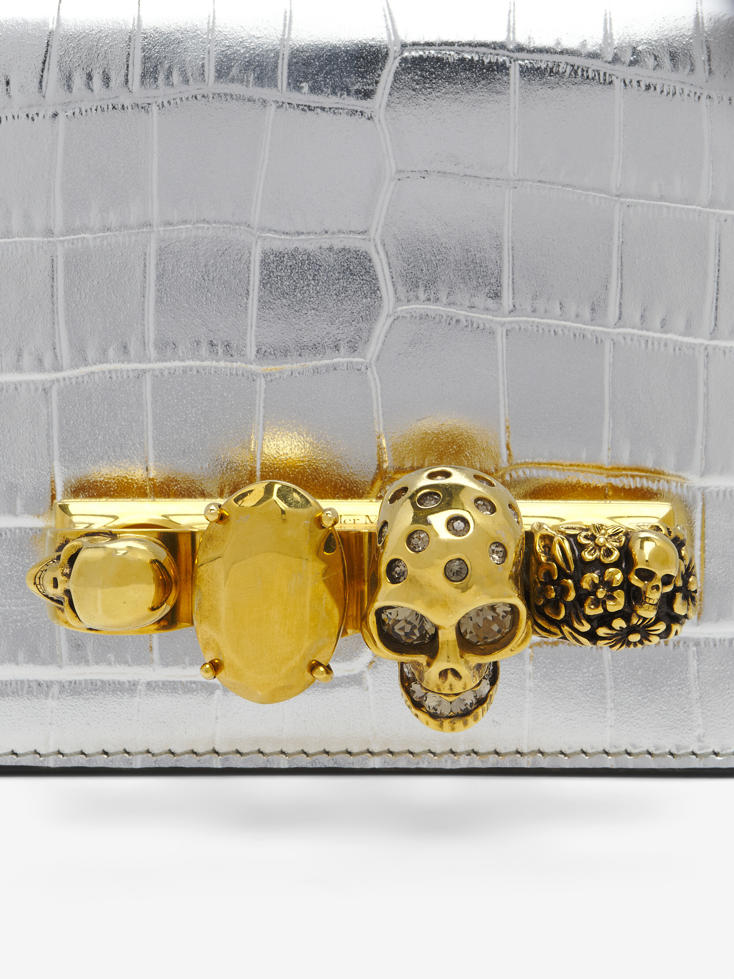 Women's Mini Jewelled Satchel in Silver in Calf Leather | Alexander McQueen - image 7