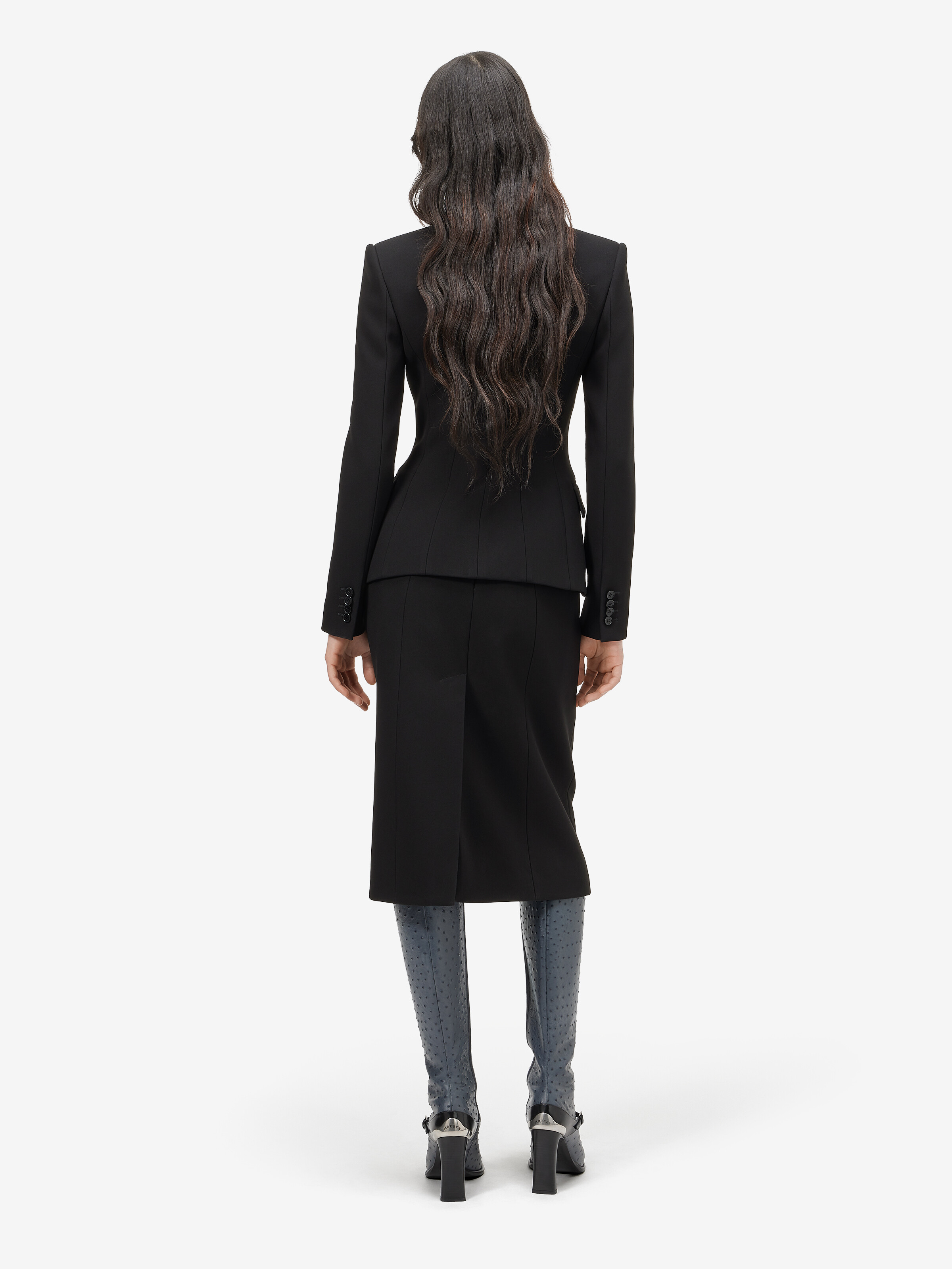 Women's Bonded crepe Single-breasted Jacket in Black in 78% acetate, 22% polyester -  lining: 100% viscose | Alexander McQueen - image 4