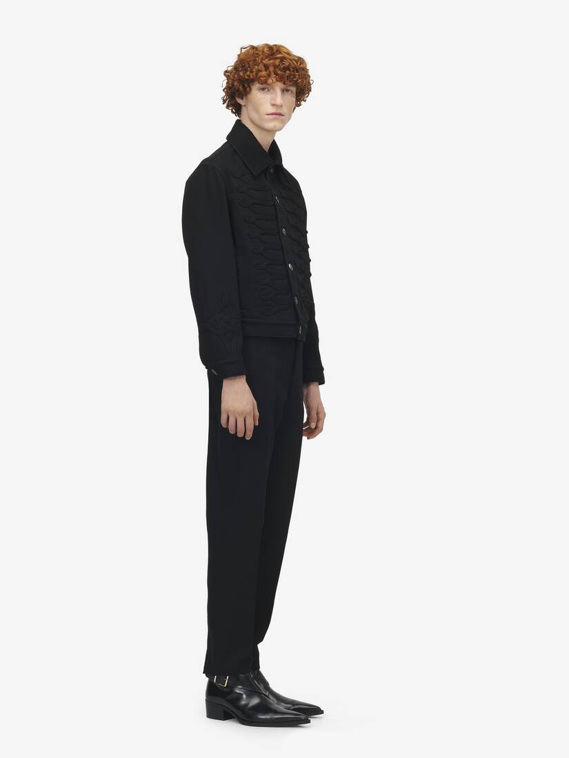 Frogging Detail Denim Jacket | Alexander McQueen - image 4