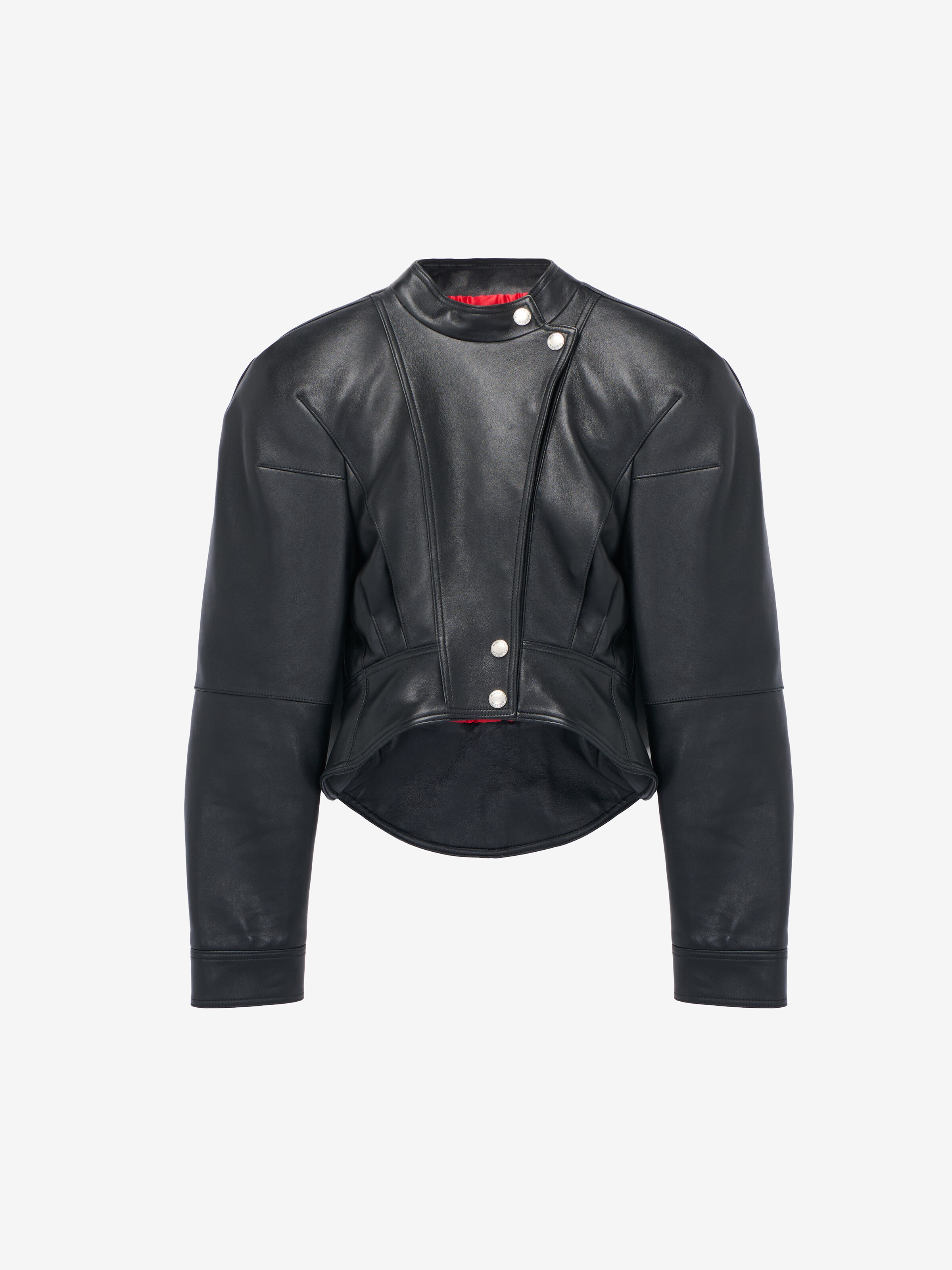 Veste en cuir à épaules sculptées
