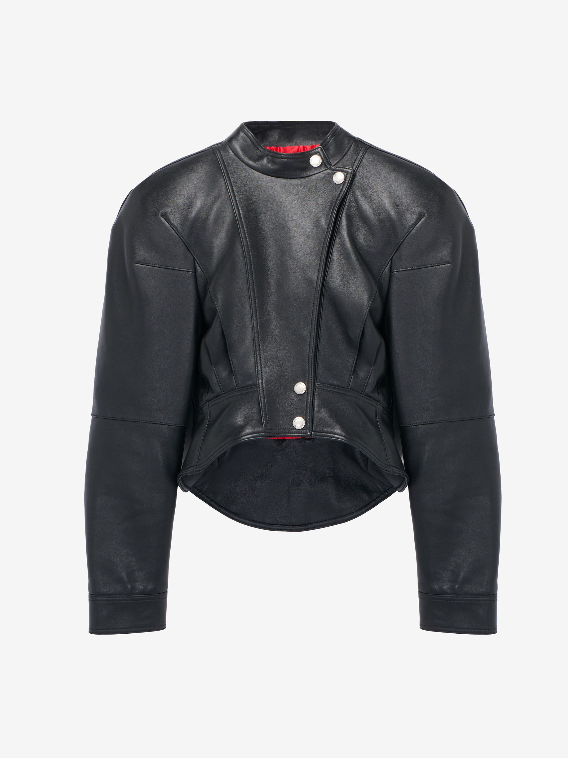 Veste en cuir à épaules sculptées