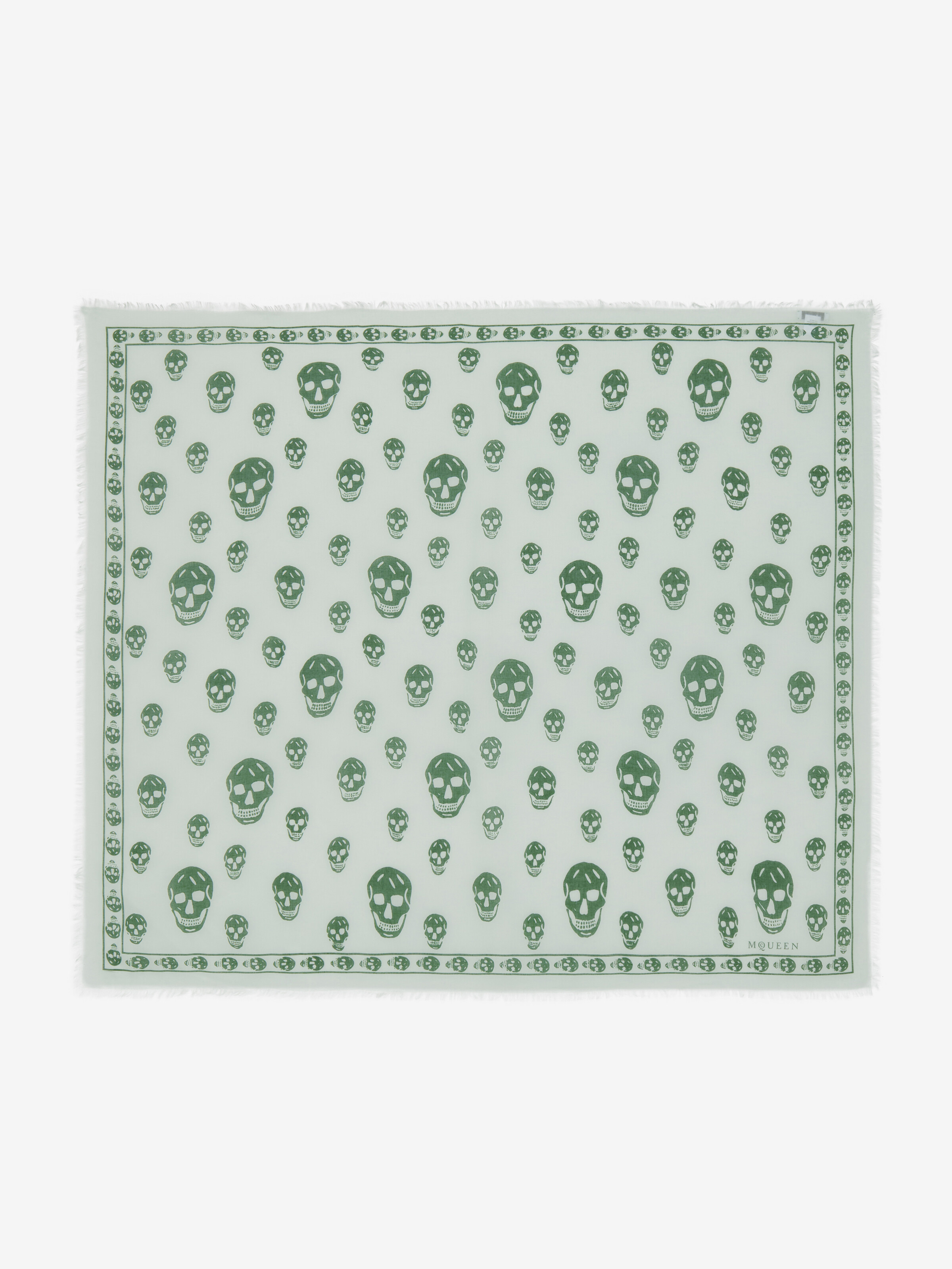 Foulard Classic Skull pour Homme en Vert Foncé in 85% Modale, 15% Soie | Alexander McQueen - image 1