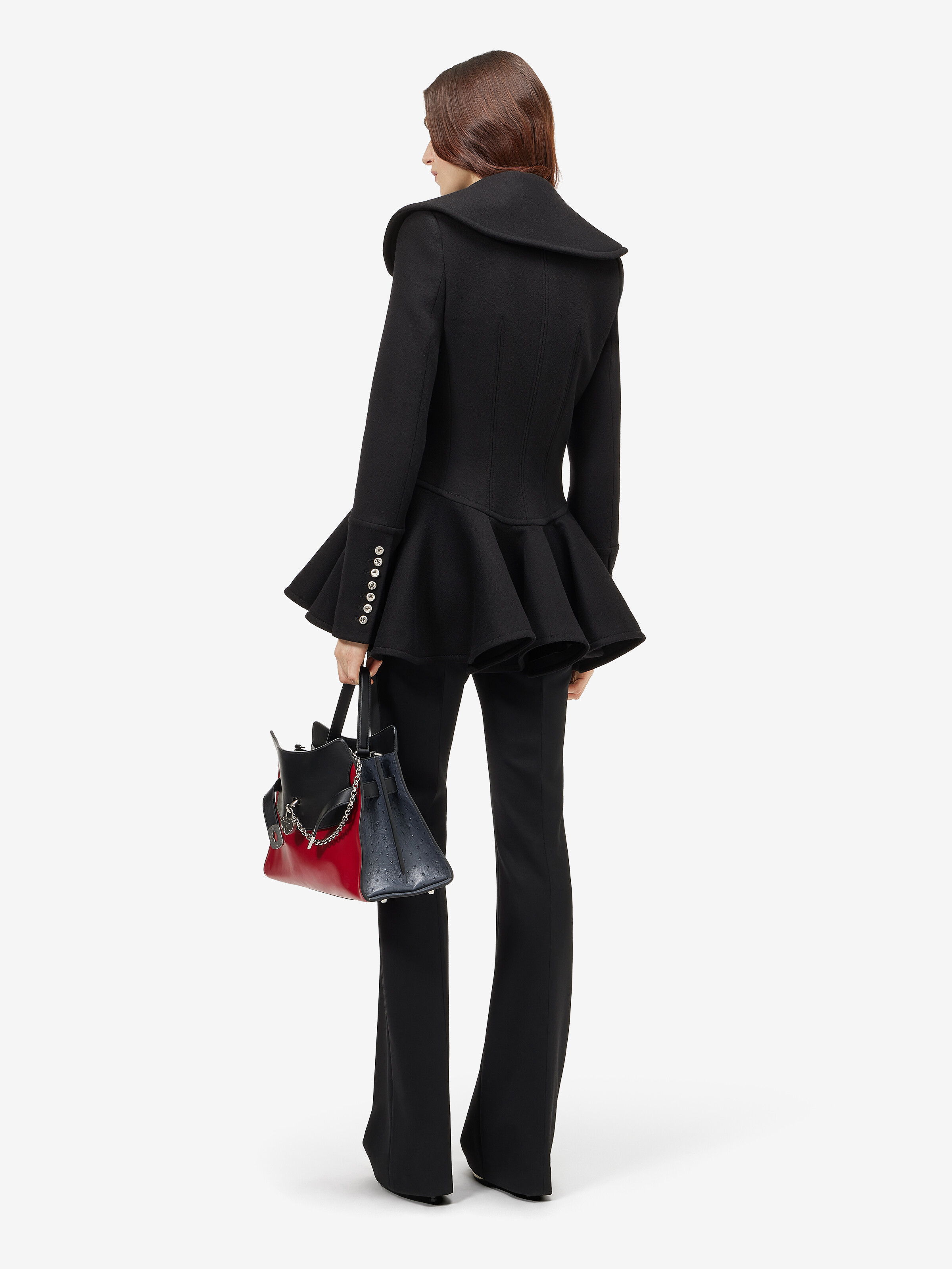 Women's Waterfall Collar Coat in Black in 100% wool -  lining: 100% viscose | Alexander McQueen - image 4