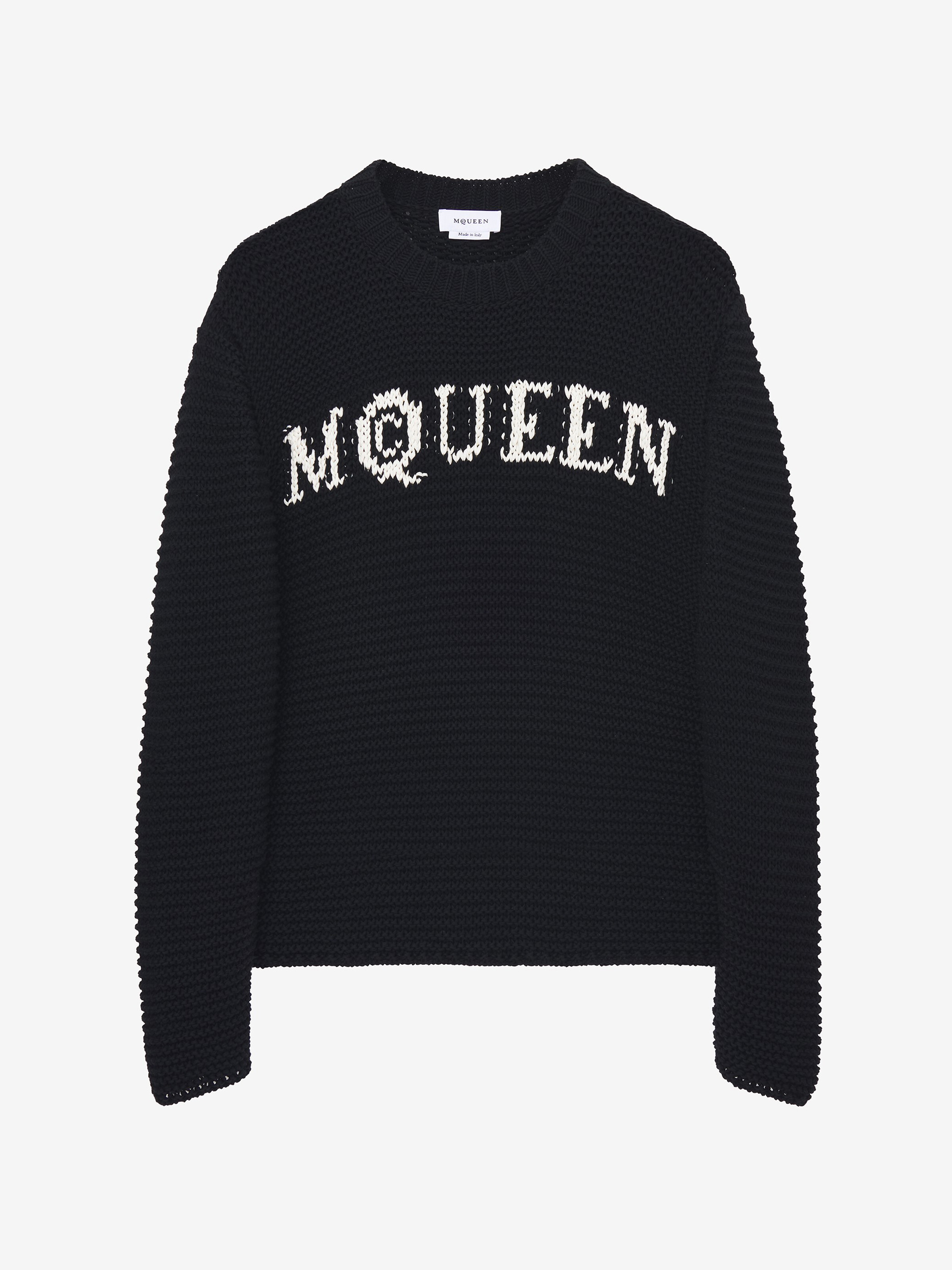 Men's McQueen Logo Textured Jumper in Black in 100% Cotton | Alexander McQueen - image 1