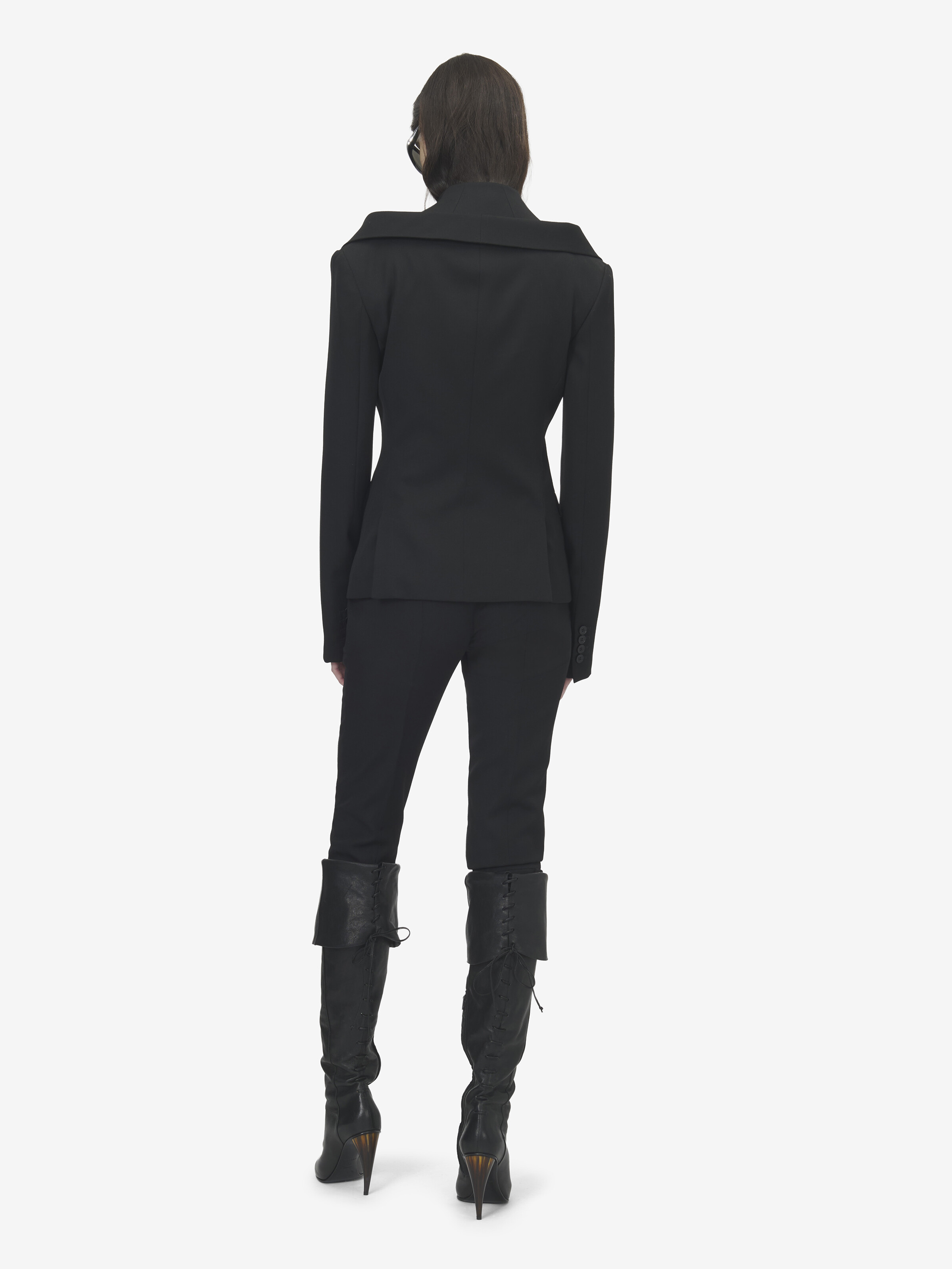 Women's 오프숄더 하네스 재킷 in 블랙 in 100% 양모 | Alexander McQueen - image 4