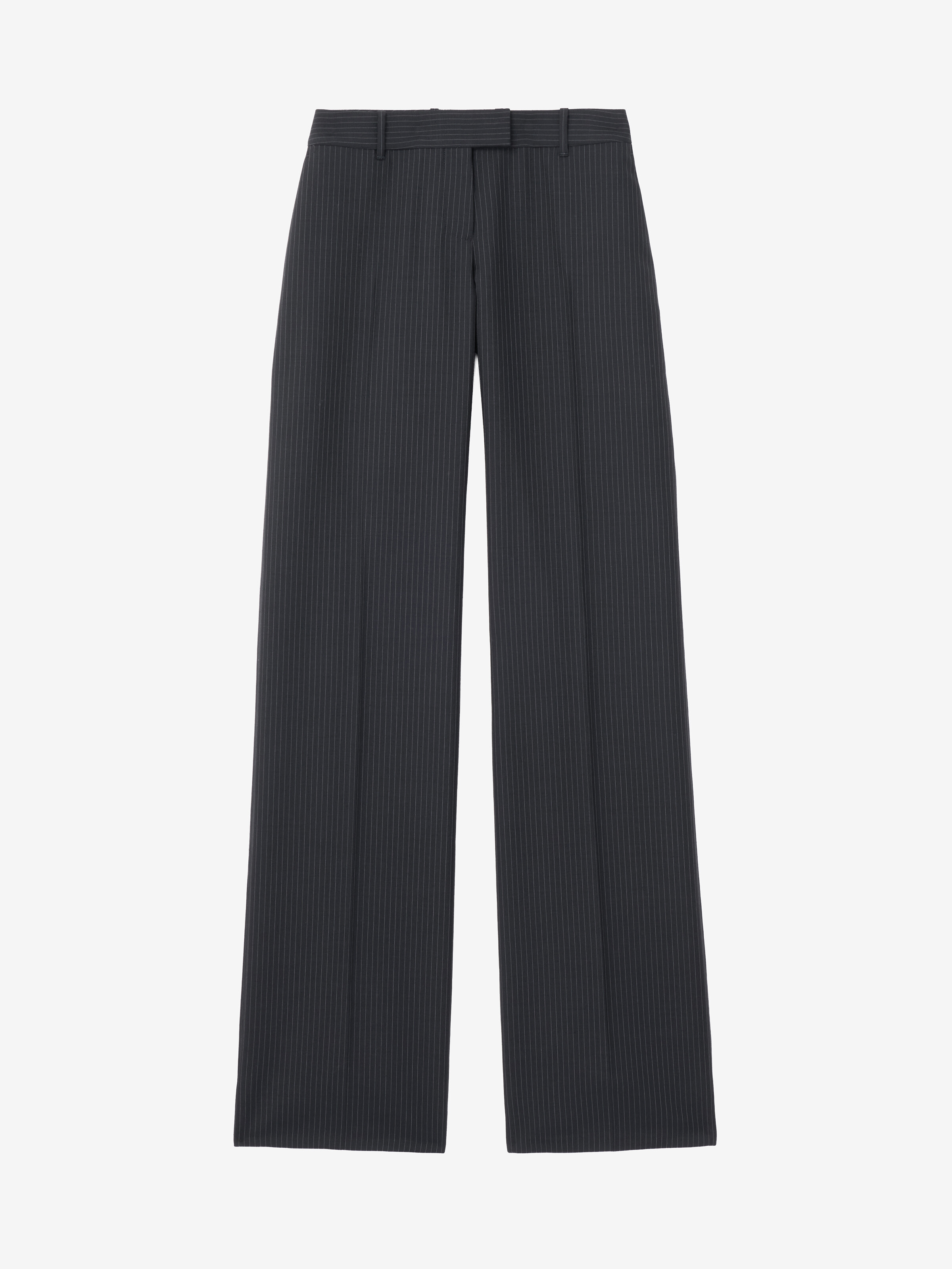 Women's Pinstriped Bumster Trousers in Navy in 75% Wool, 25% Mohair | Alexander McQueen - image 1