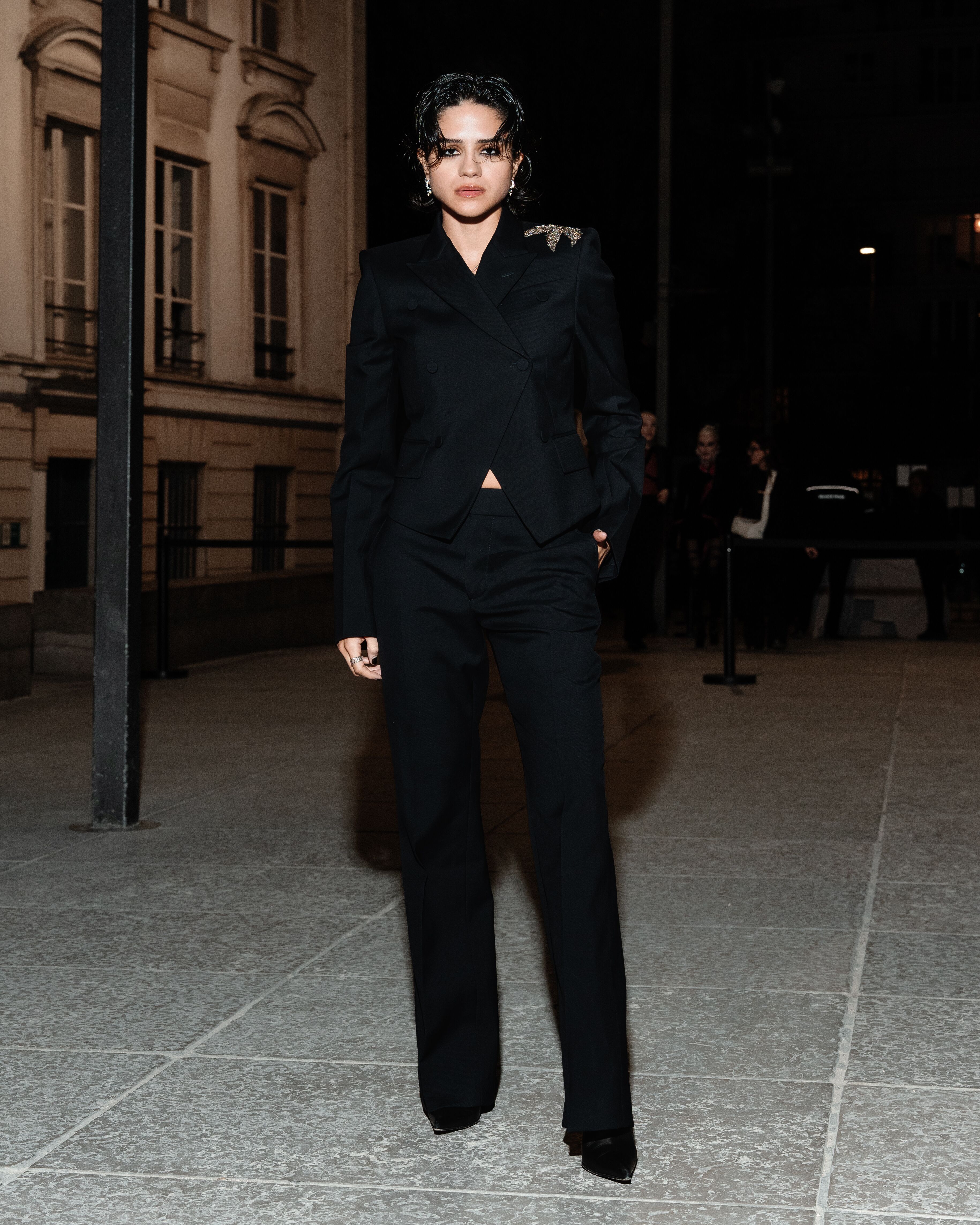 Sasha Calle arriving at McQueen Autumn Winter 2025 Show