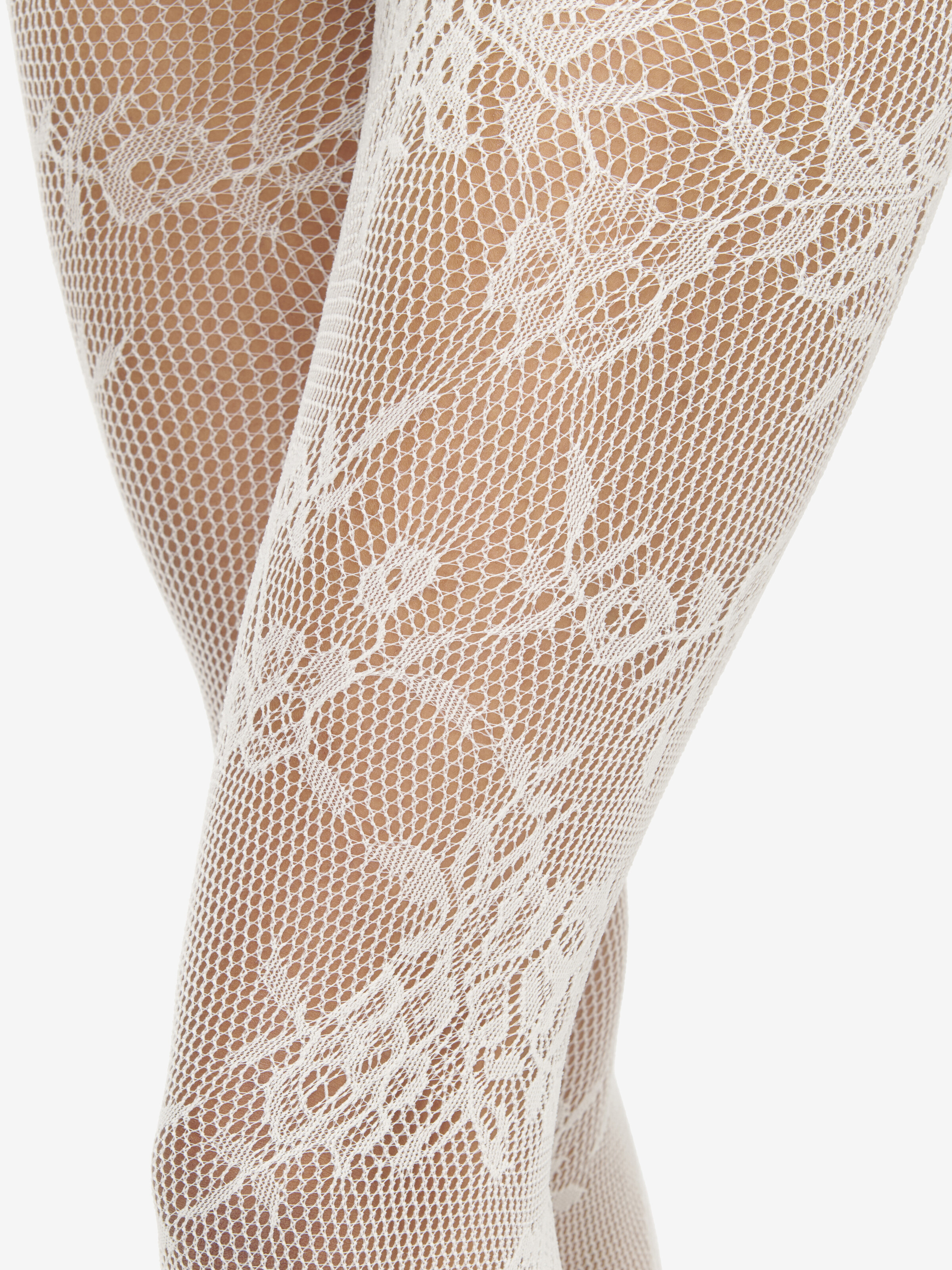 Women's Floral Lace Tights in Ivory in 80% Polyamid, 20% Elastane | Alexander McQueen - image 1