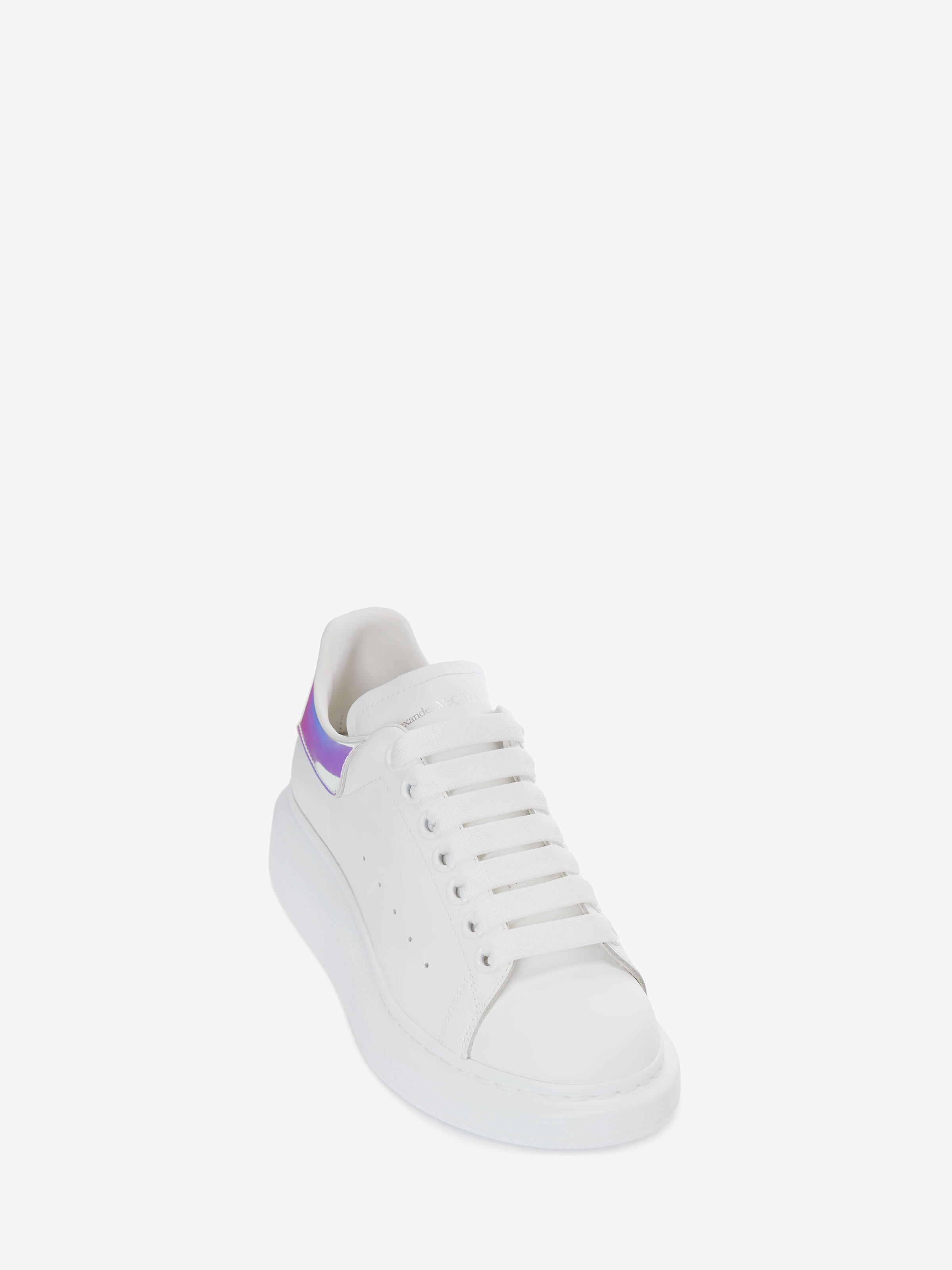 Women's Oversized Sneaker in White/Shock Pink in Calf Leather | Alexander McQueen - image 2