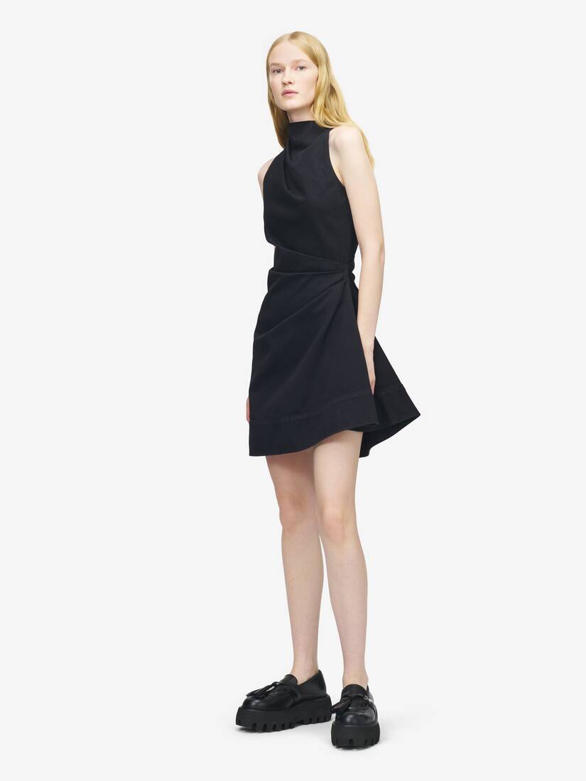 Denim Asymmetric Mini Dress | Alexander McQueen - image 3