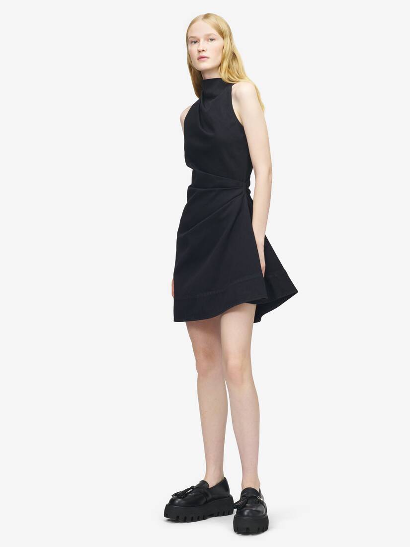 Denim Asymmetric Mini Dress | Alexander McQueen - image 3