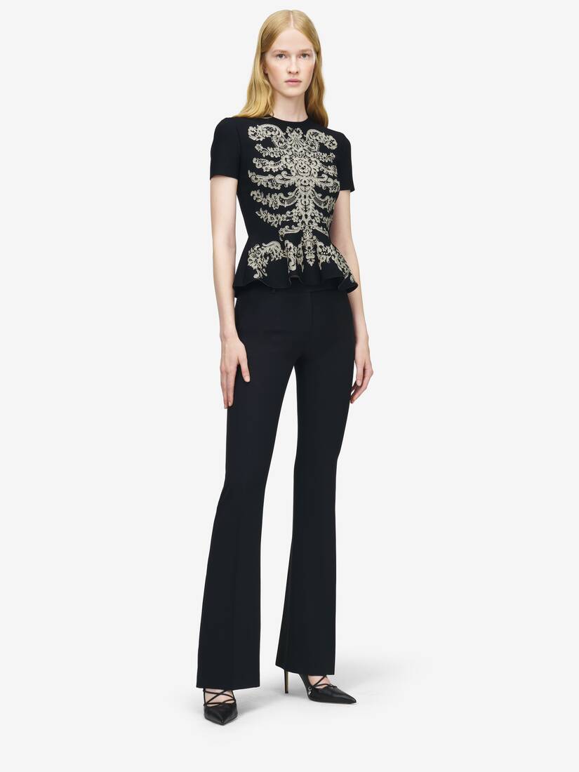 Lace Ribcage Jacquard Peplum Top | Alexander McQueen - image 2