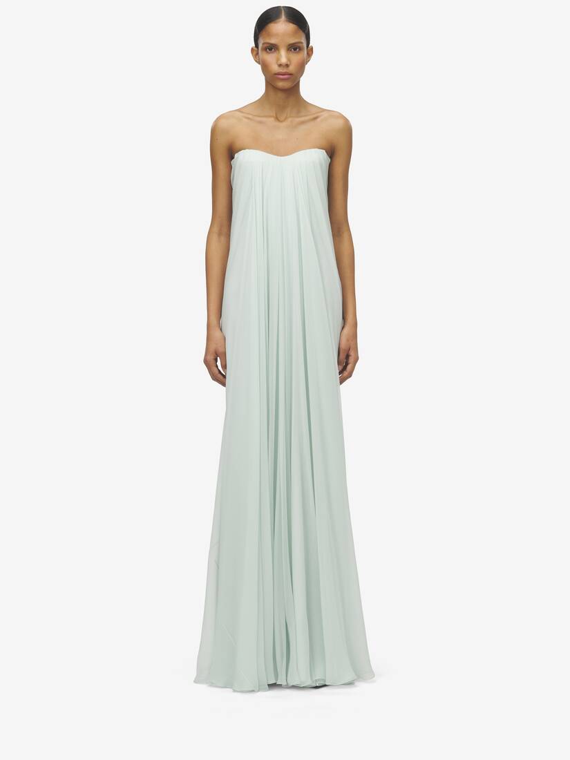 Women's Bustier Evening Dress in Glass | McQueen US Women's Bustier Evening Dress in Glass | McQueen US