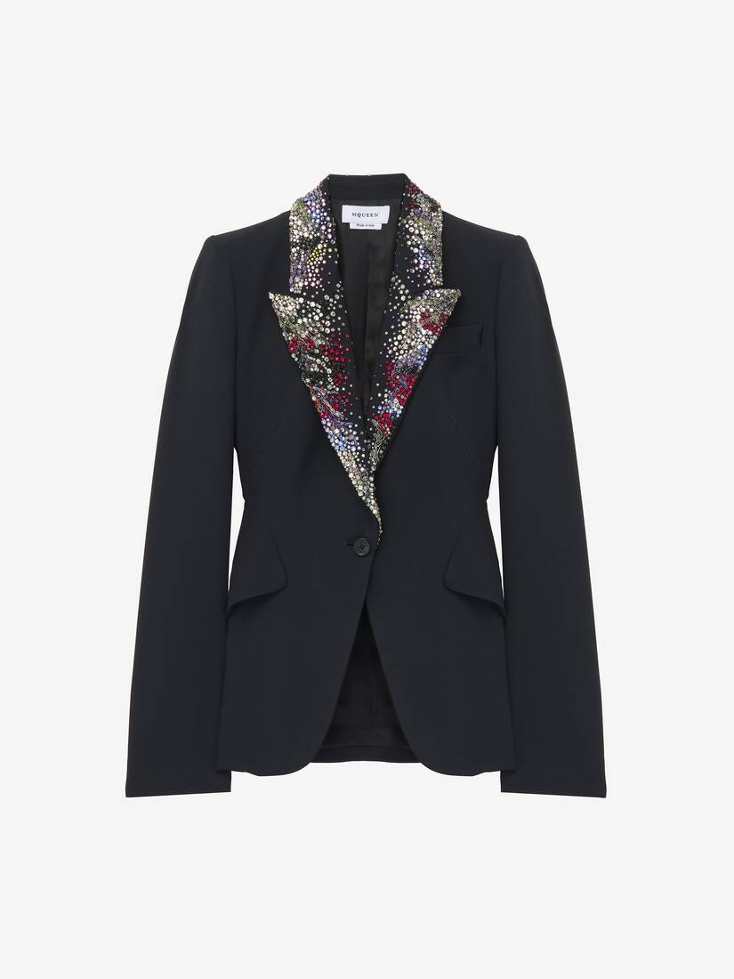 Jacke mit gesticktem Revers