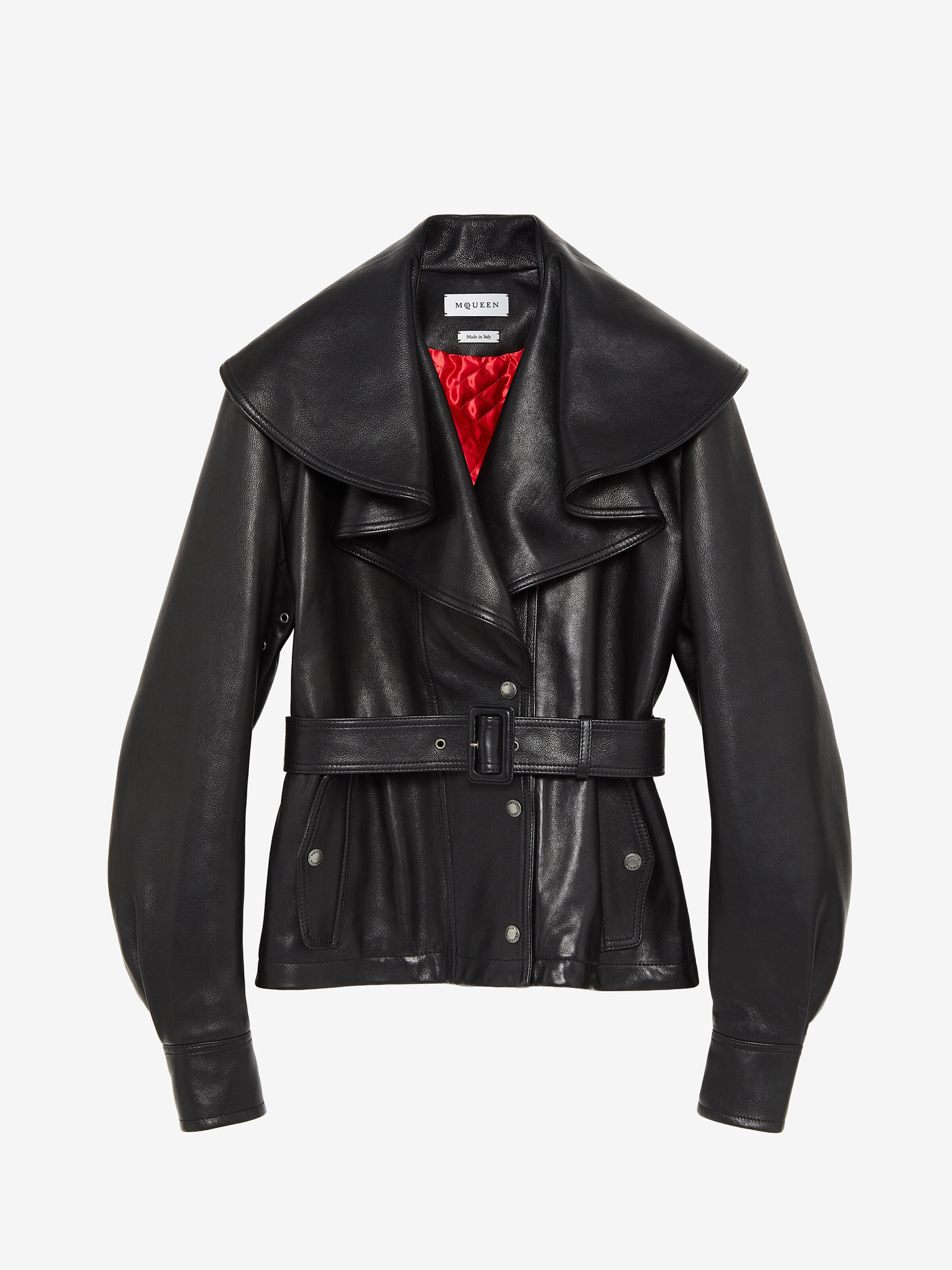 Veste en cuir à col cascade