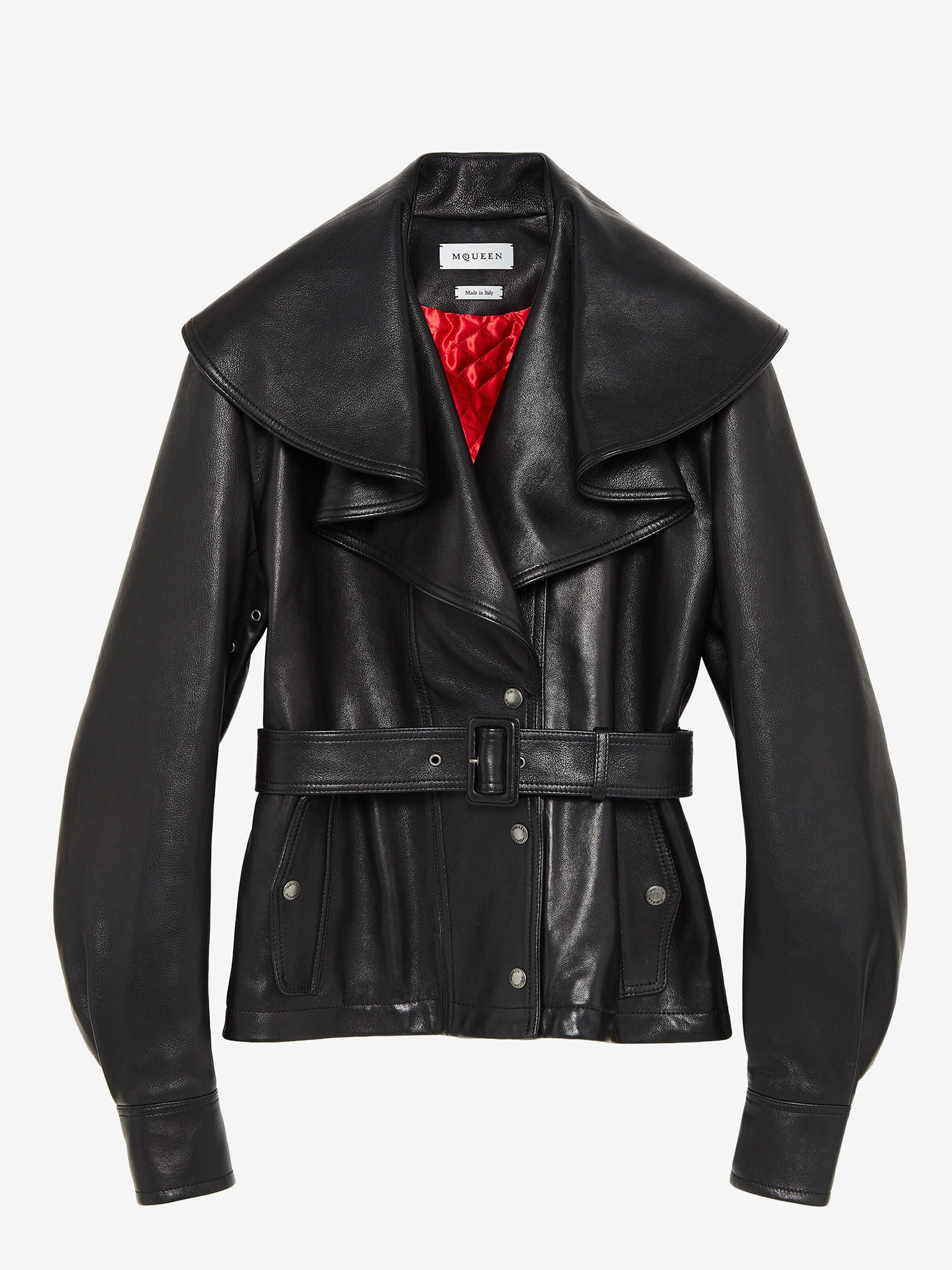 Veste en cuir à col cascade