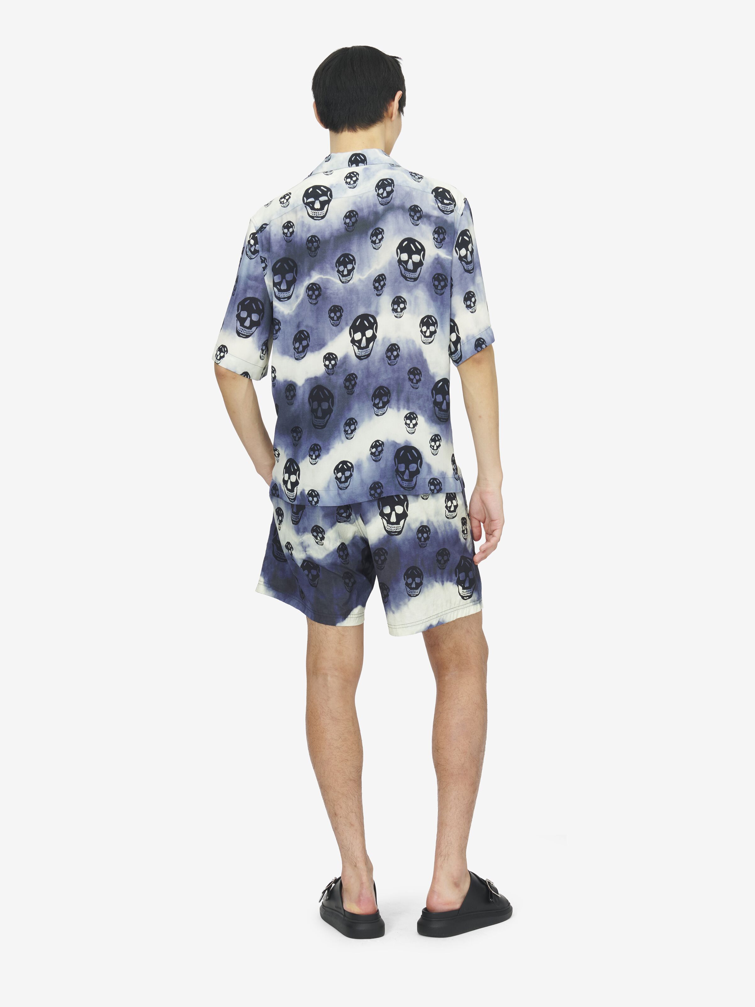 Short de bain Skull dégradé pour Homme en Marine/Noir in 100% Polyamide | Alexander McQueen - image 4