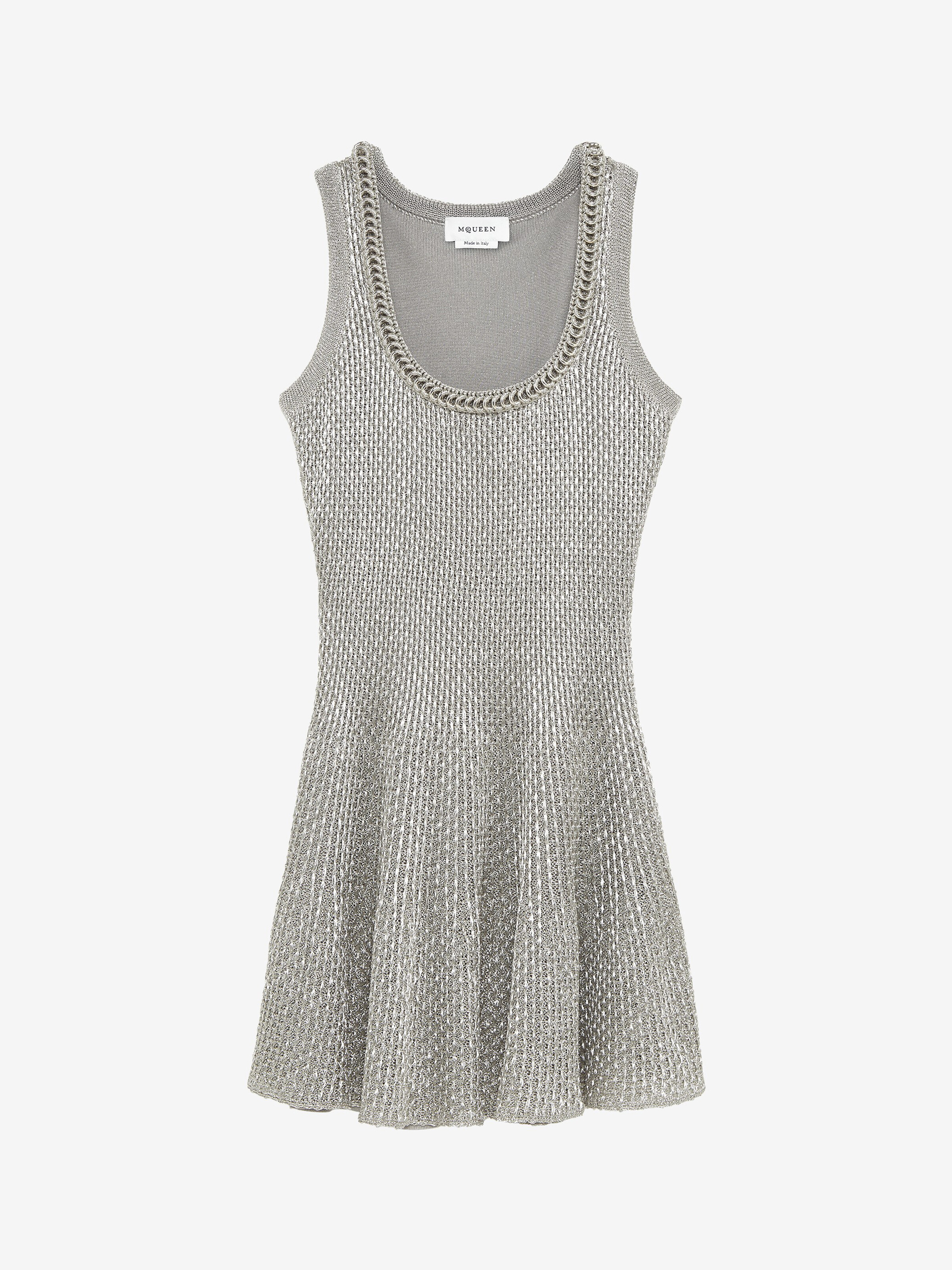 Robe courte en maille métallisée