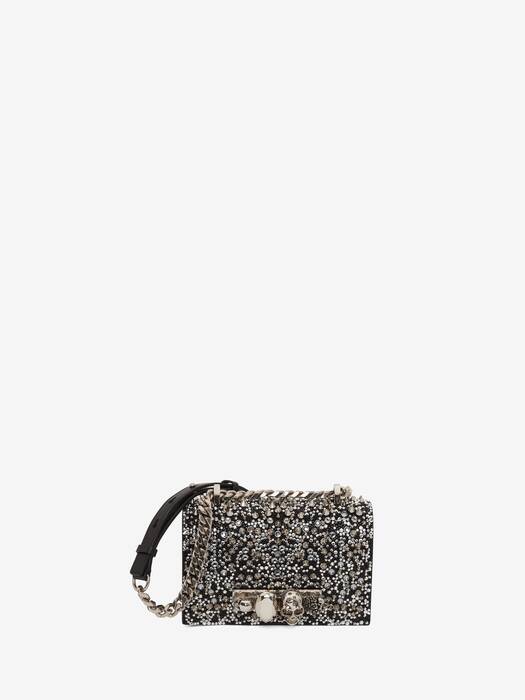 Women's Crystal-embellished Mini Jewelled Satchel in Black