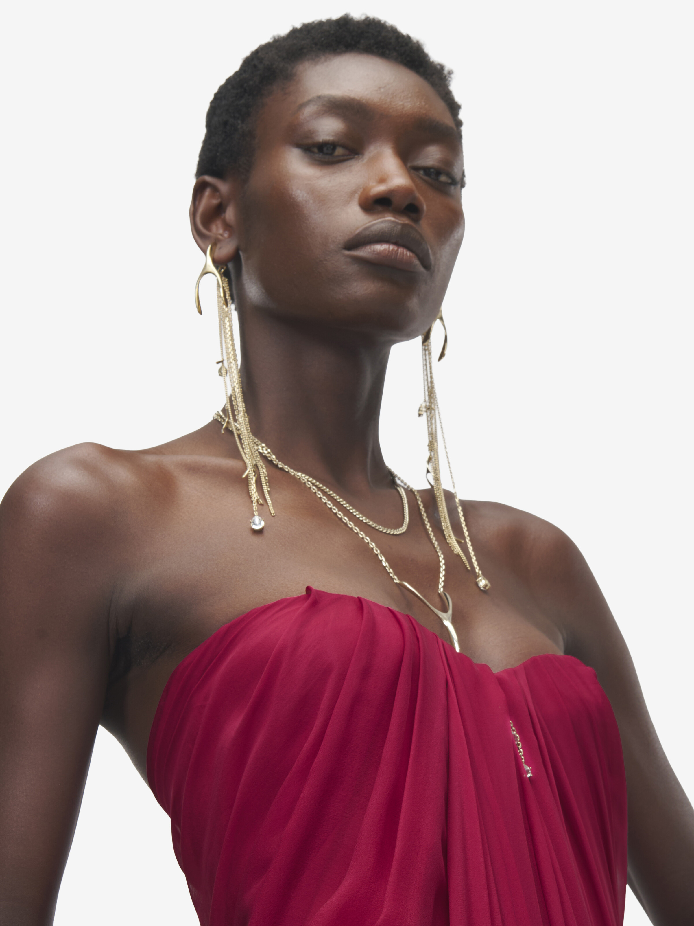 Women's Bustier Evening Dress in Pink in 100% Silk | Alexander McQueen - image 5