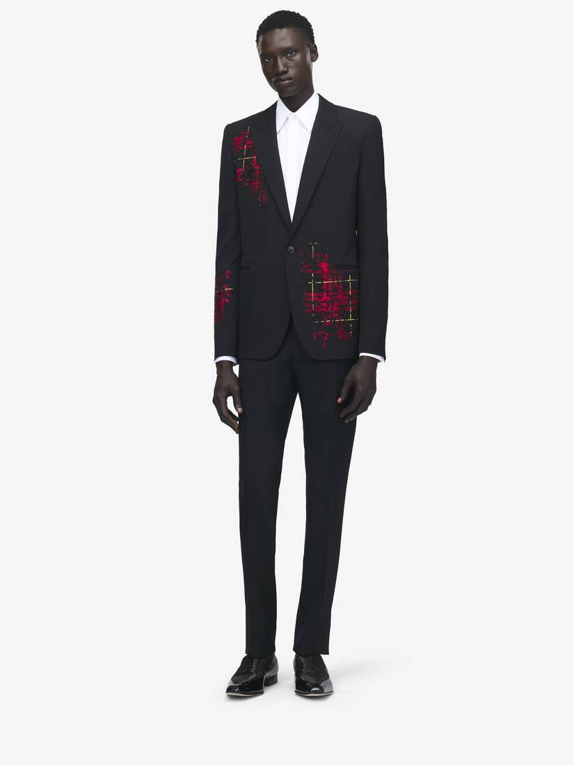 Tartan Embroidery Single-breasted Jacket