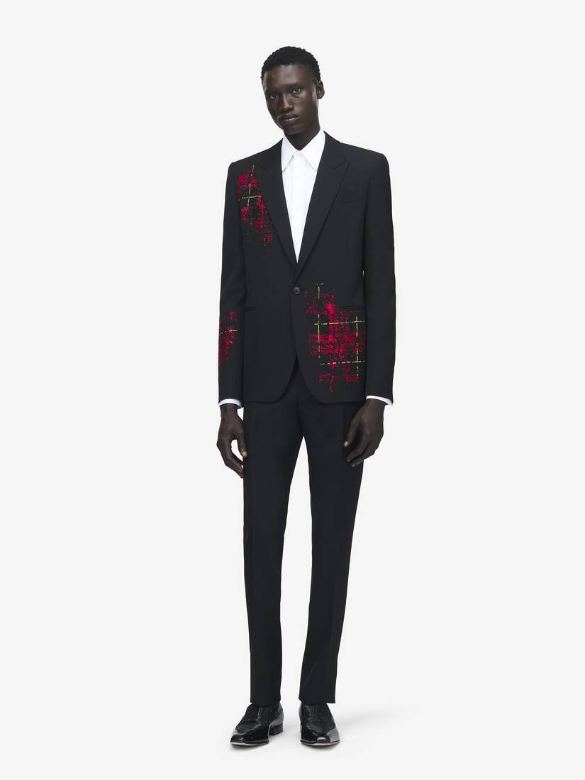 Tartan Embroidery Single-breasted Jacket