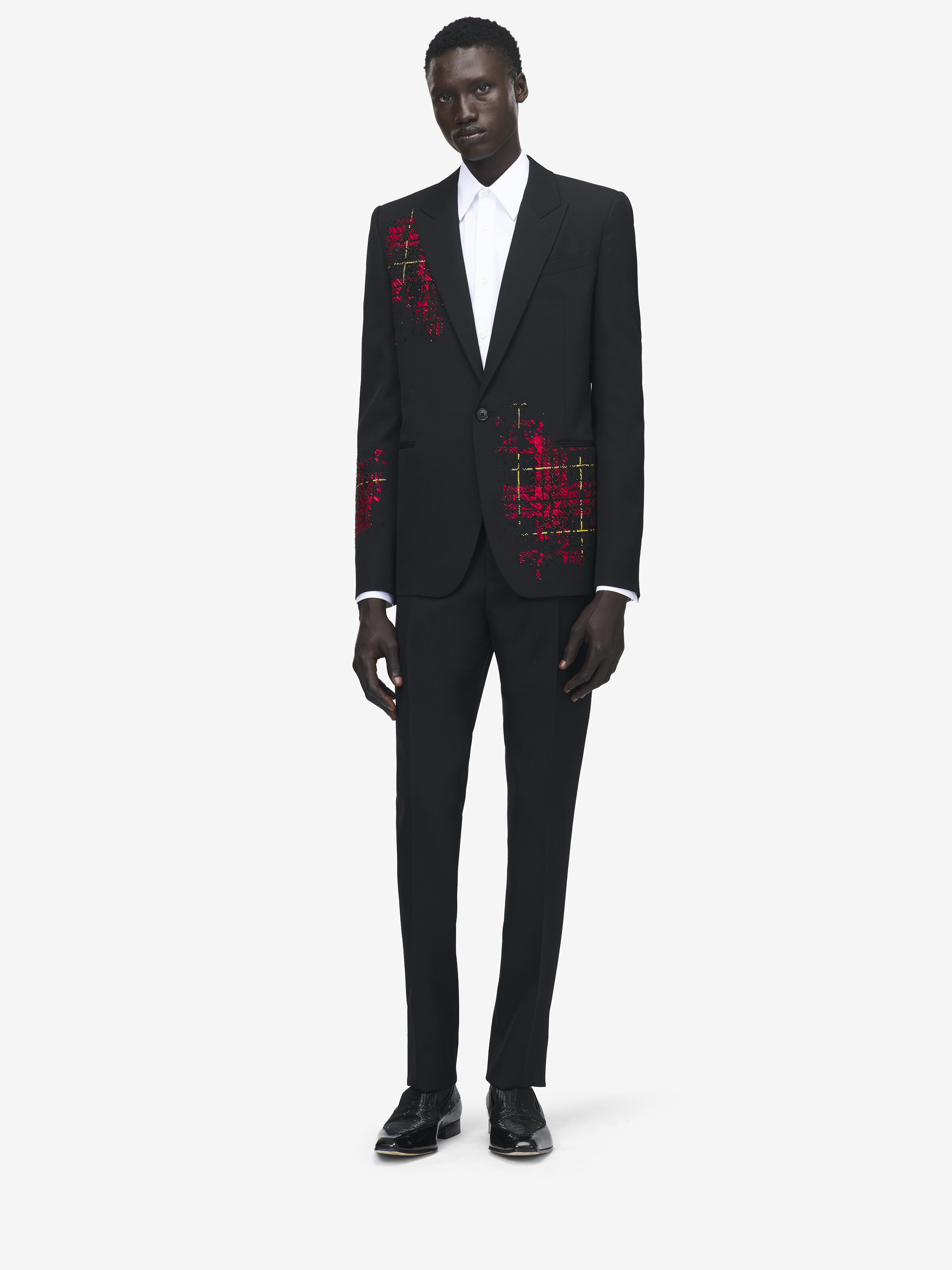 Tartan Embroidery Single-breasted Jacket