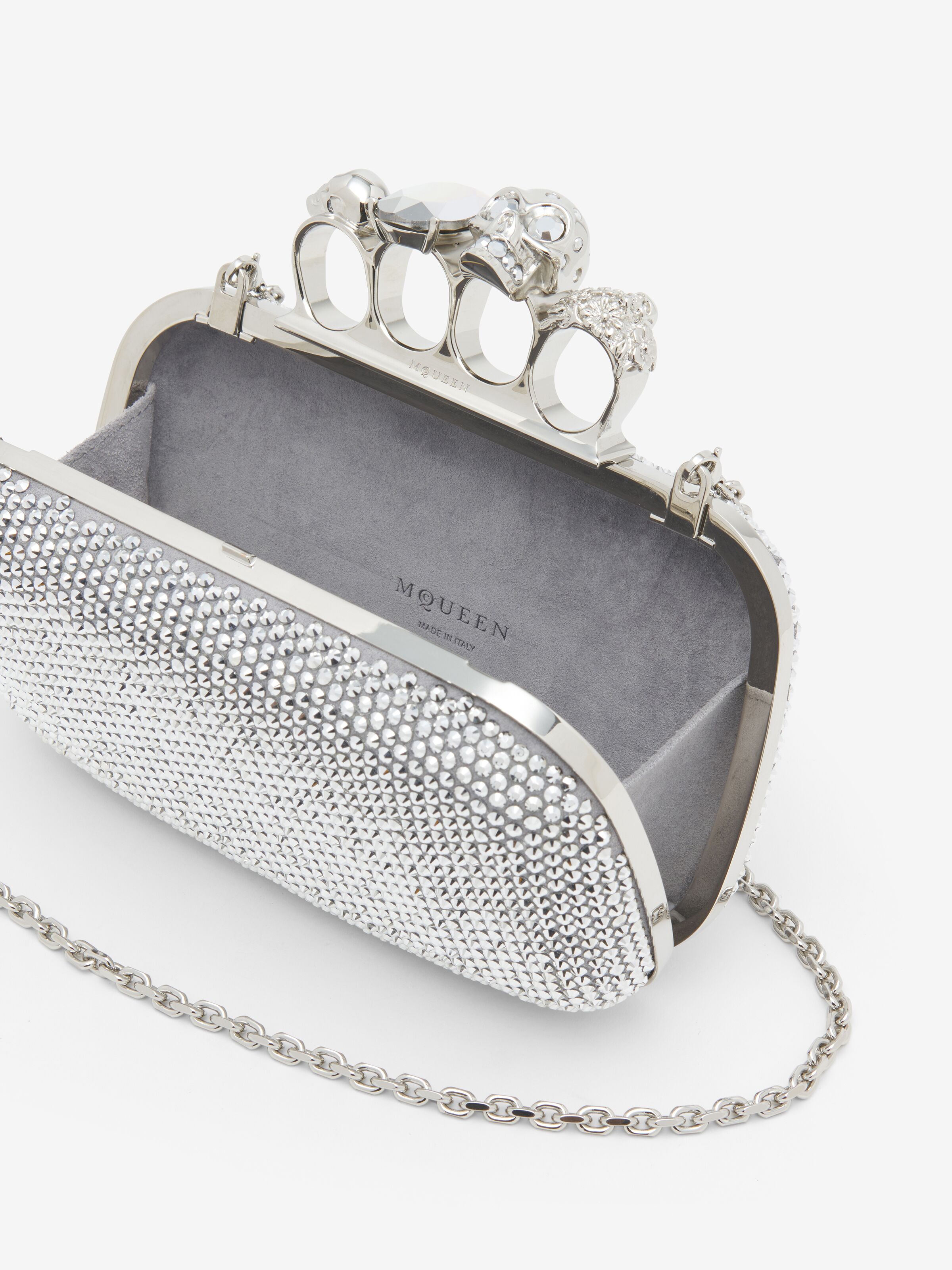 Women's Knuckle Clutch in Silver-finish in Calf Leather | Alexander McQueen - image 5