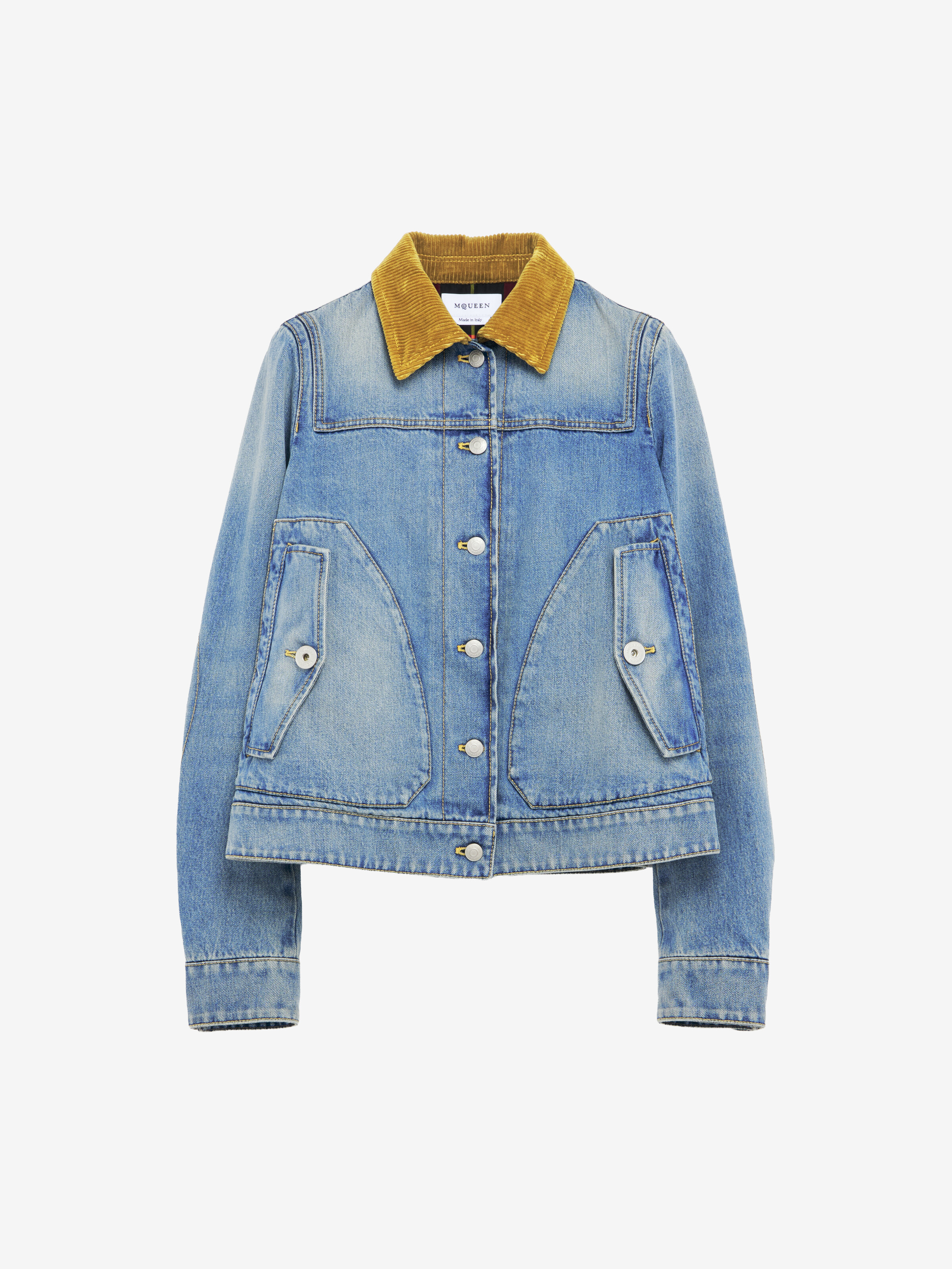 Veste carrée en denim pour Femme en Bleu Délavé in 100% Coton | Alexander McQueen - image 1