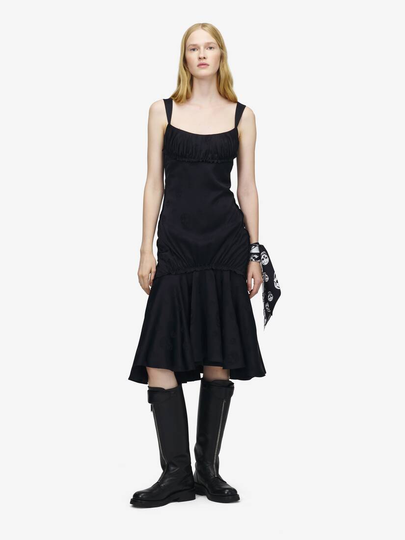 スカル ジャカード ミディドレス