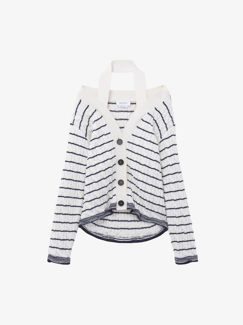 Cardigan rayé à épaules dénudées | Alexander McQueen - image 1