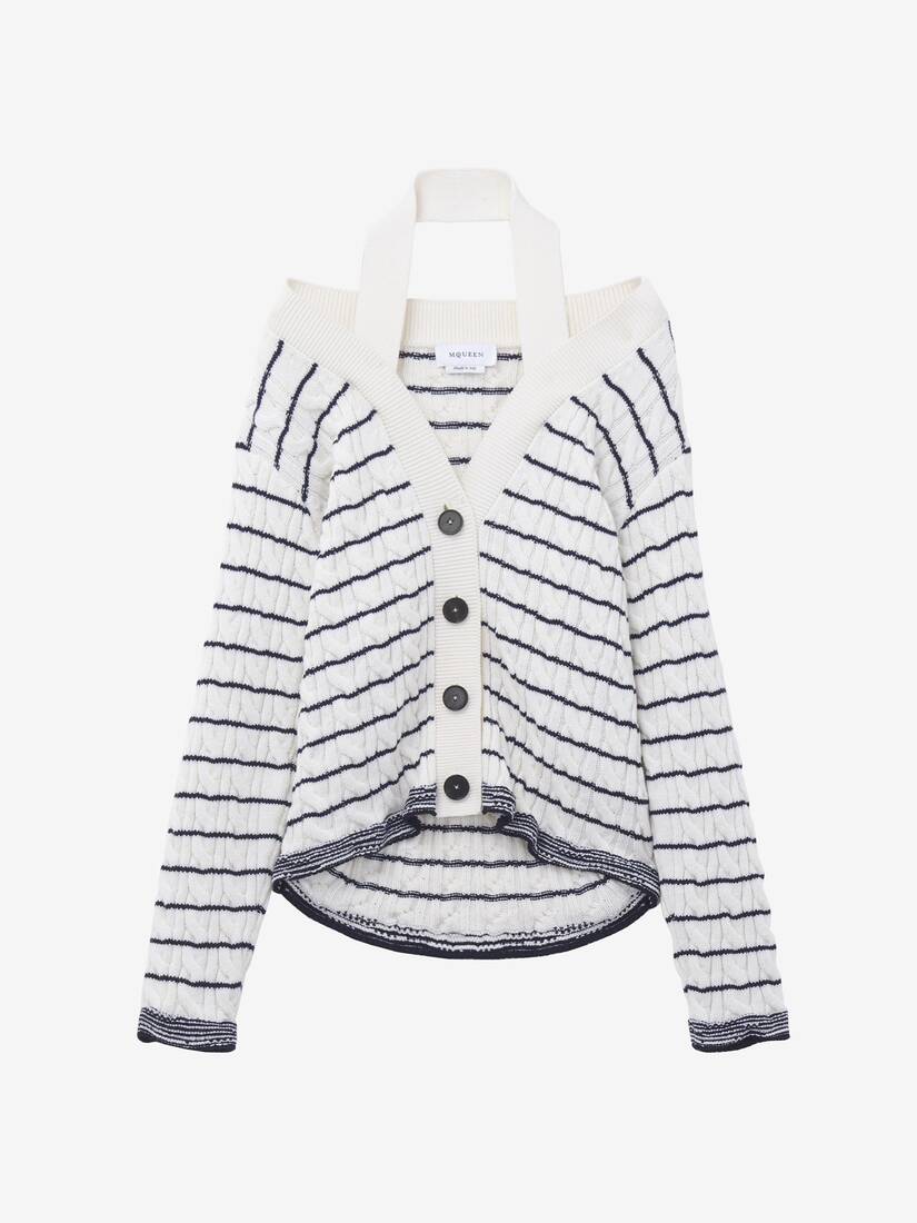 Off-the-shoulder Striped Cardigan | Alexander McQueen - image 1