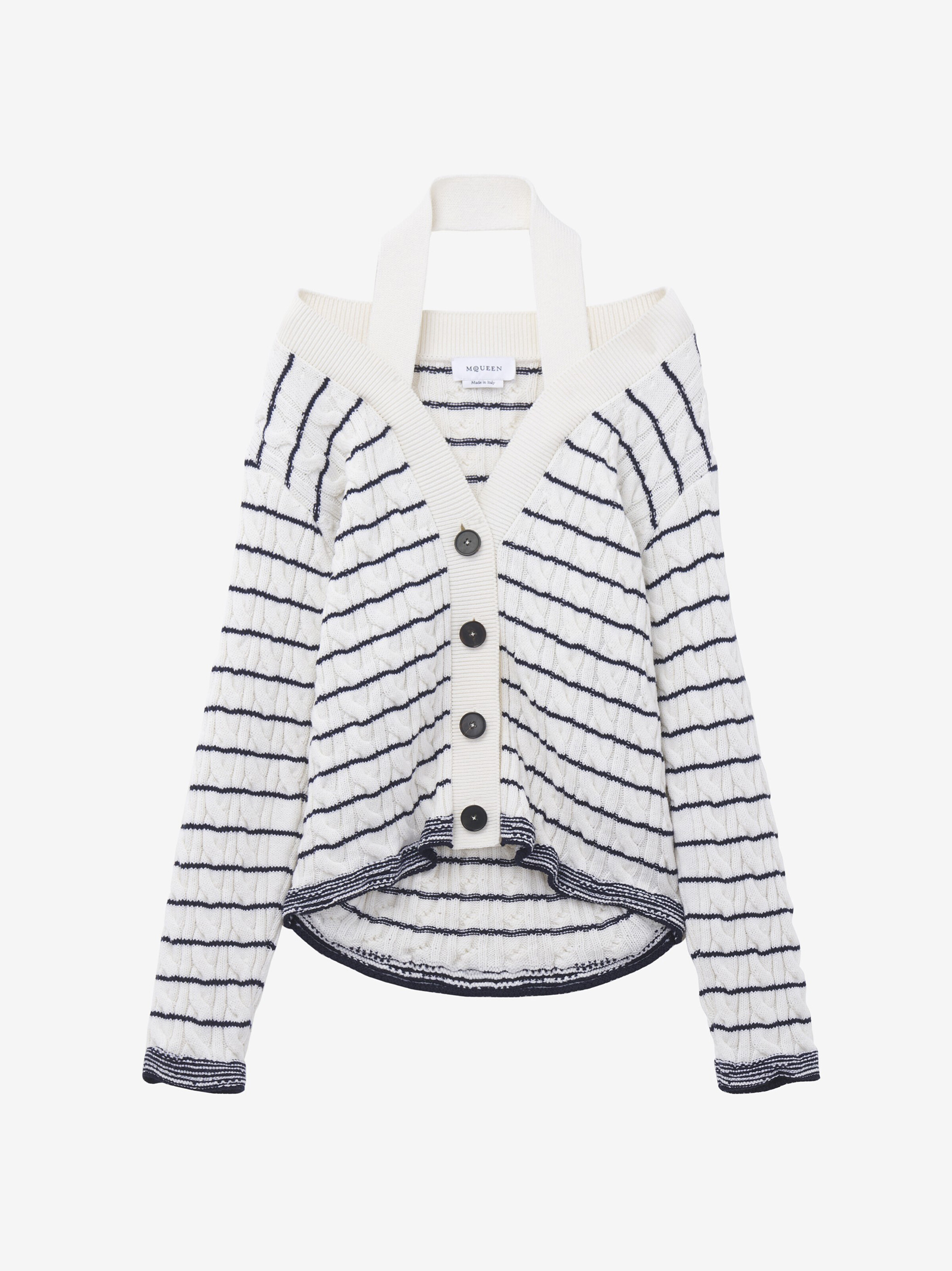 Off-the-shoulder Striped Cardigan