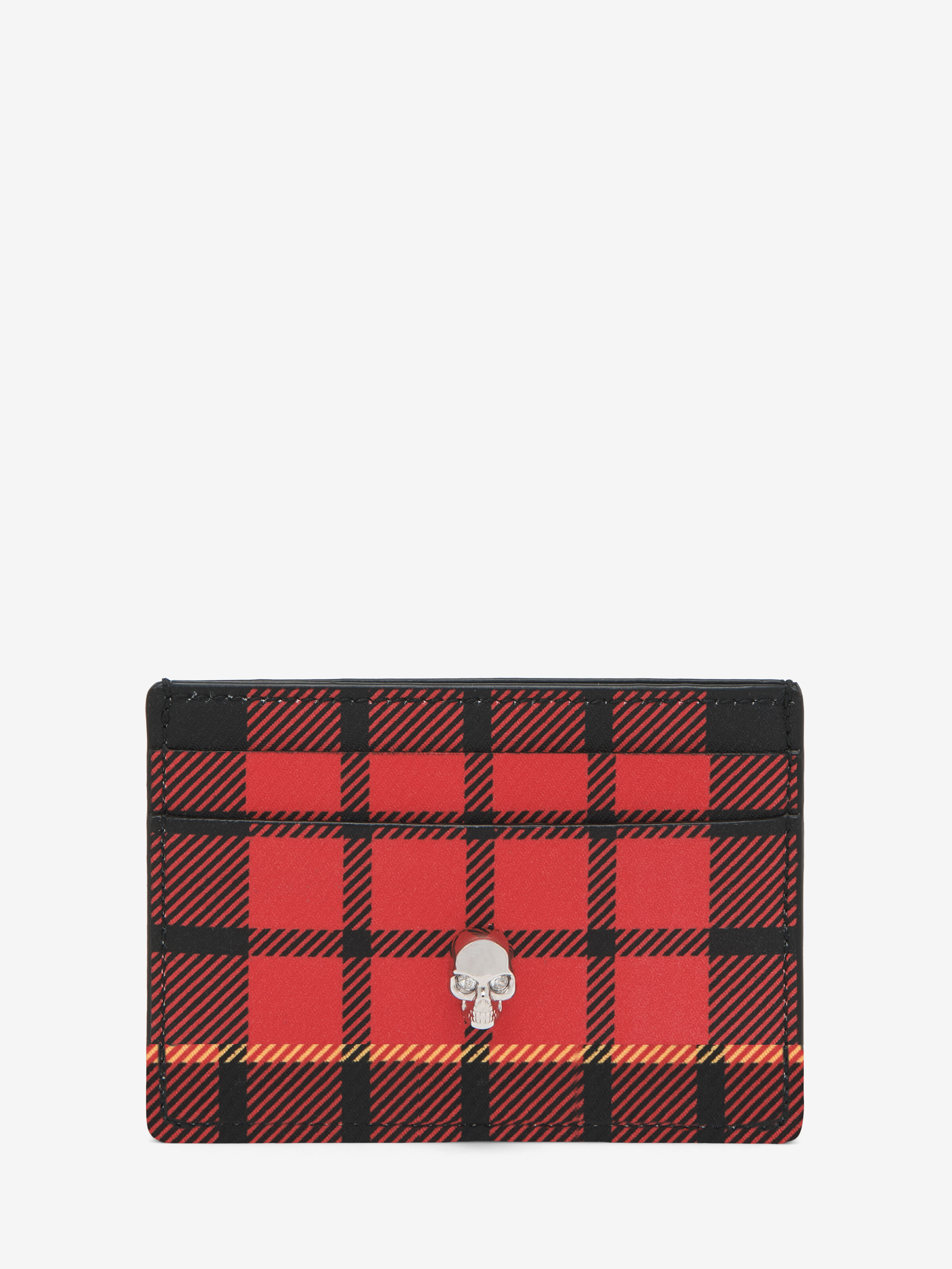 Women's Tartan Card Holder in Red/Black/Yellow in 60% Polyurethane, 40% Polyamid | Alexander McQueen - image 1