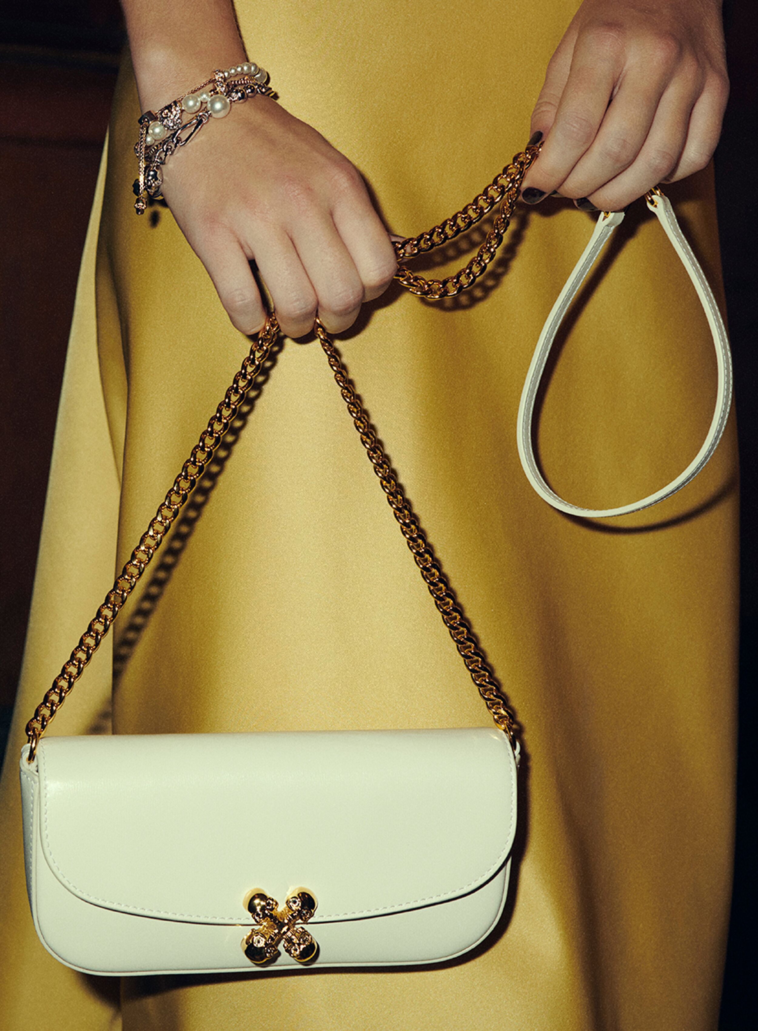 McQueen white skull flower Bag