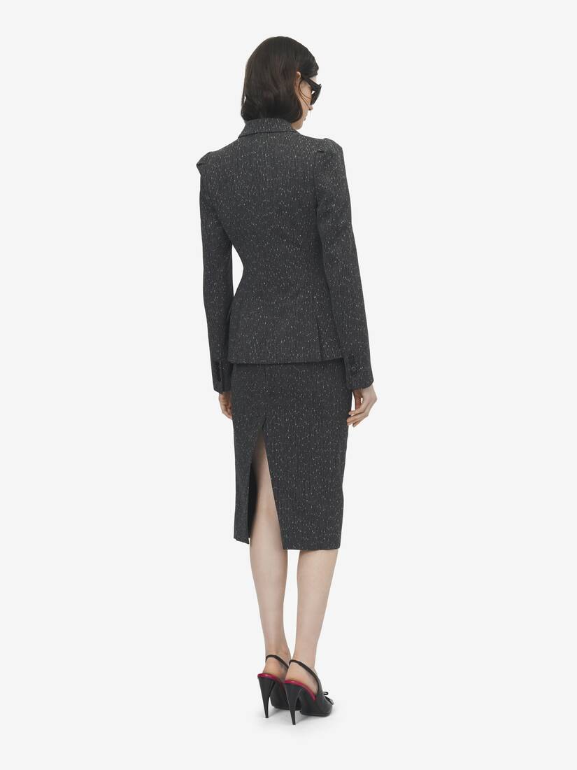 Einreihiges meliertes Nadelstreifen-Jackett | Alexander McQueen - image 4