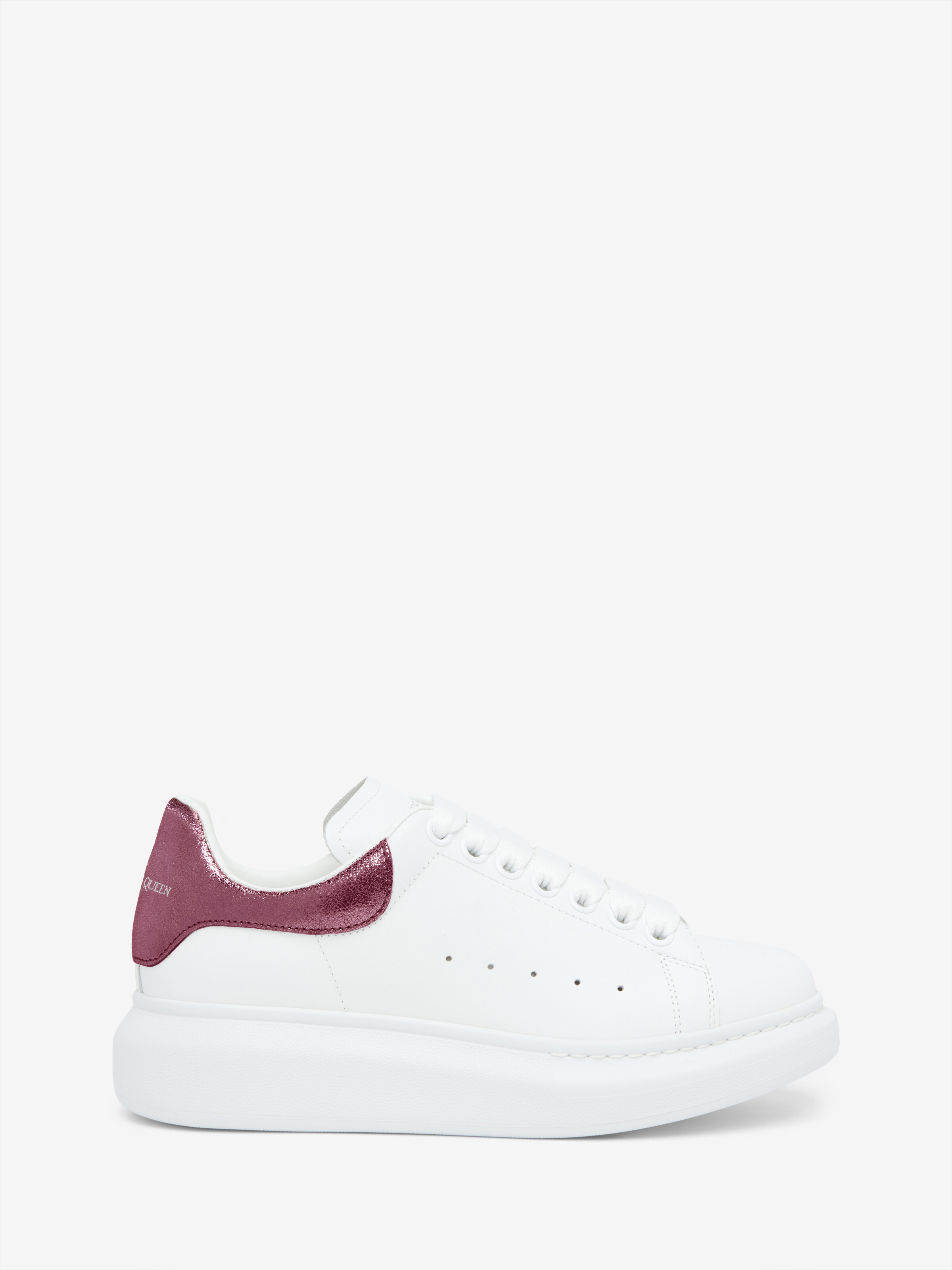 Women's Oversized Sneaker in White/Pink in Calf Leather | Alexander McQueen - image 1