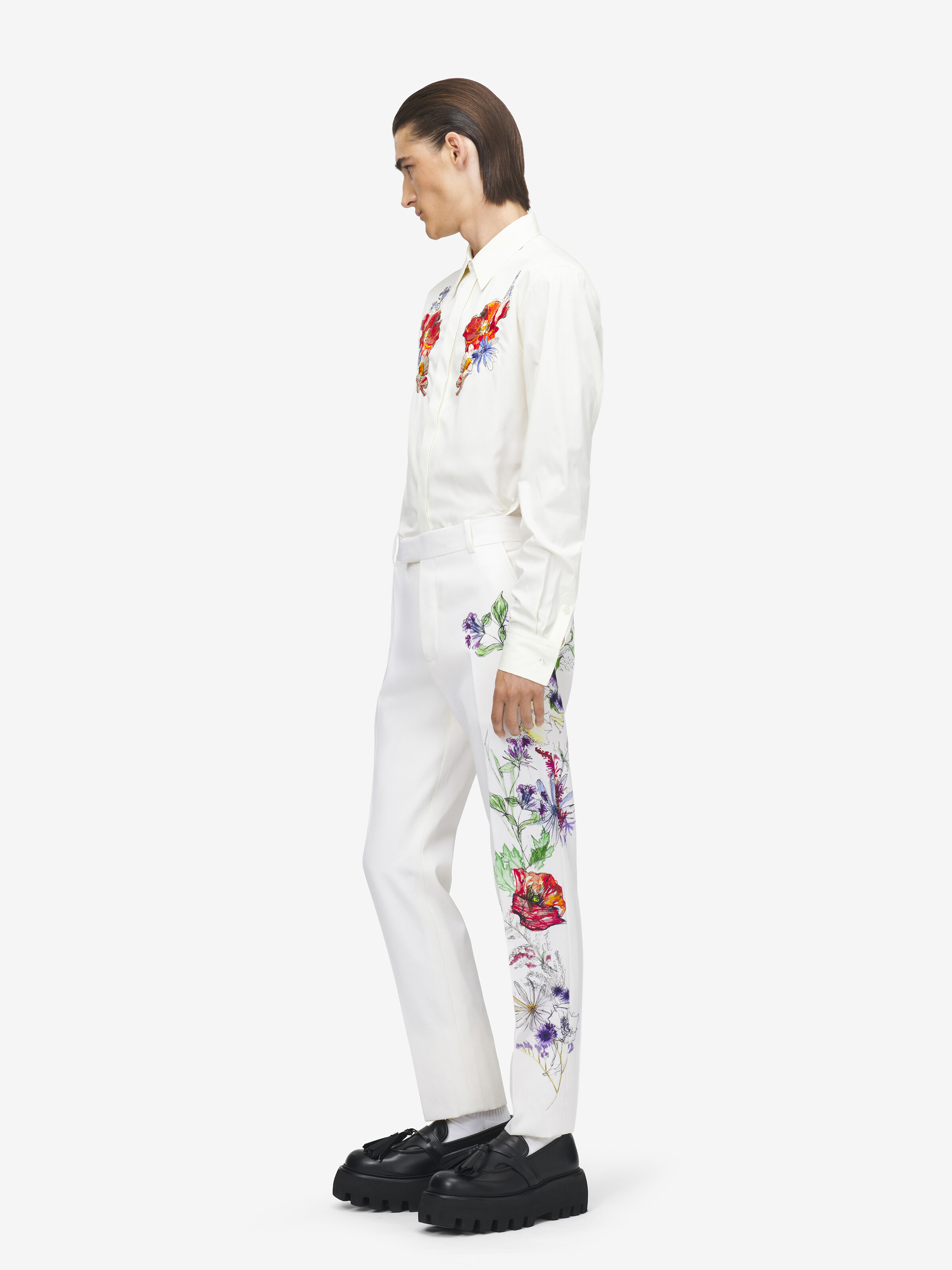 Men's Meadow Floral Single-breasted Jacket in Multicolor in 100% Wool | Alexander McQueen - image 3