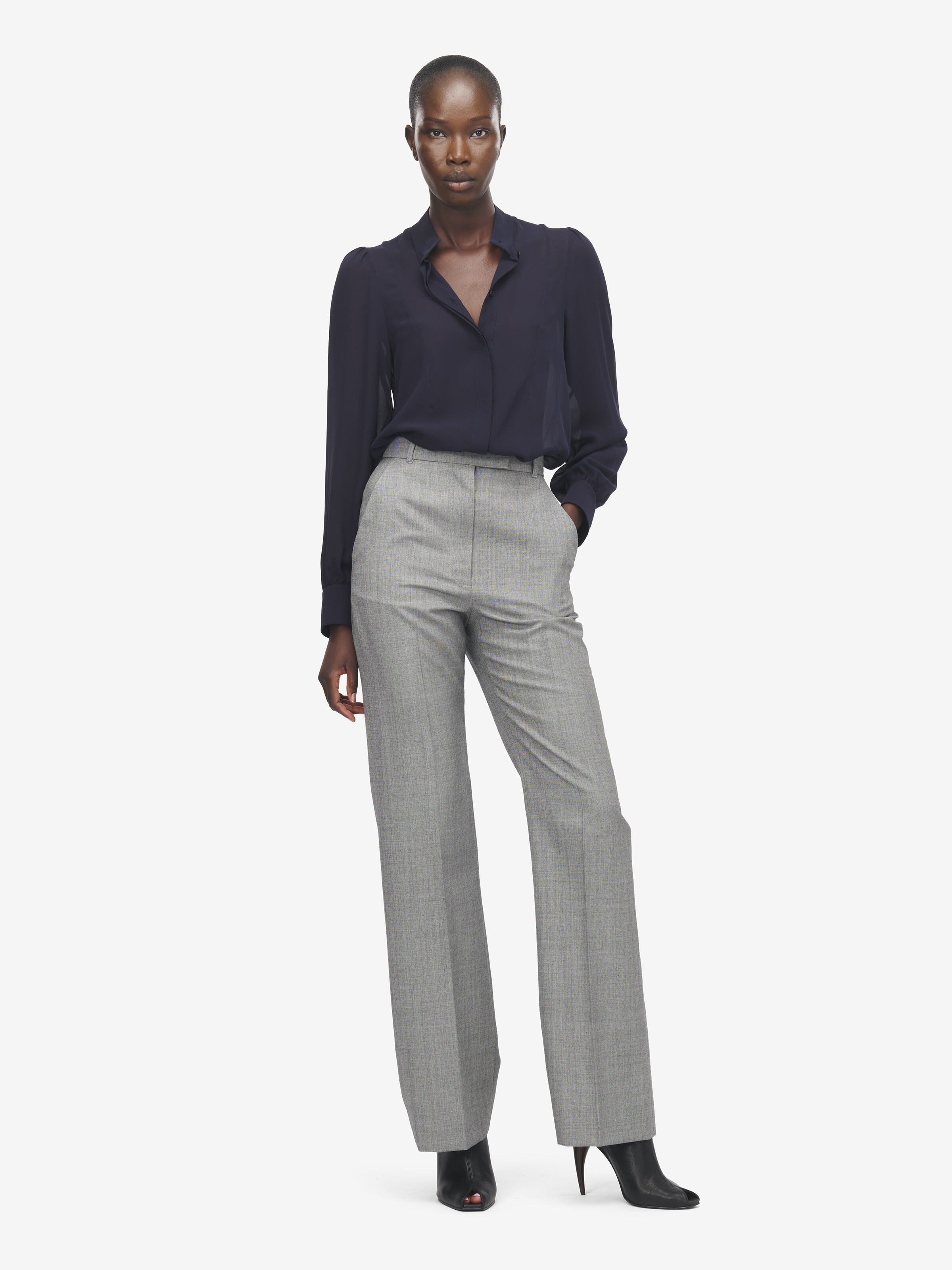 Women's Wishbone Silk Shirt in Indigo in 100% Silk | Alexander McQueen - image 2