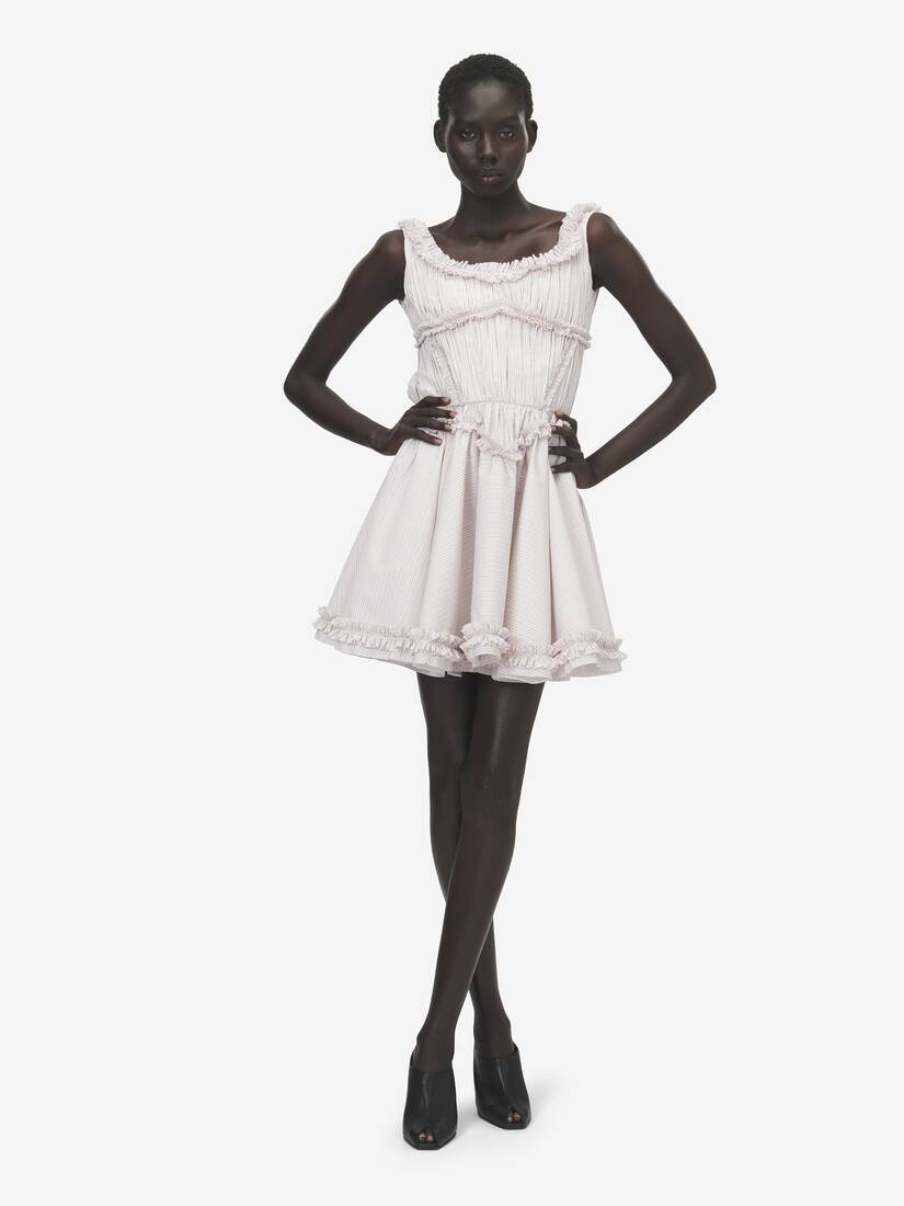 Nadelstreifen-Minikleid mit Plissee-Rüschen | Alexander McQueen - image 2