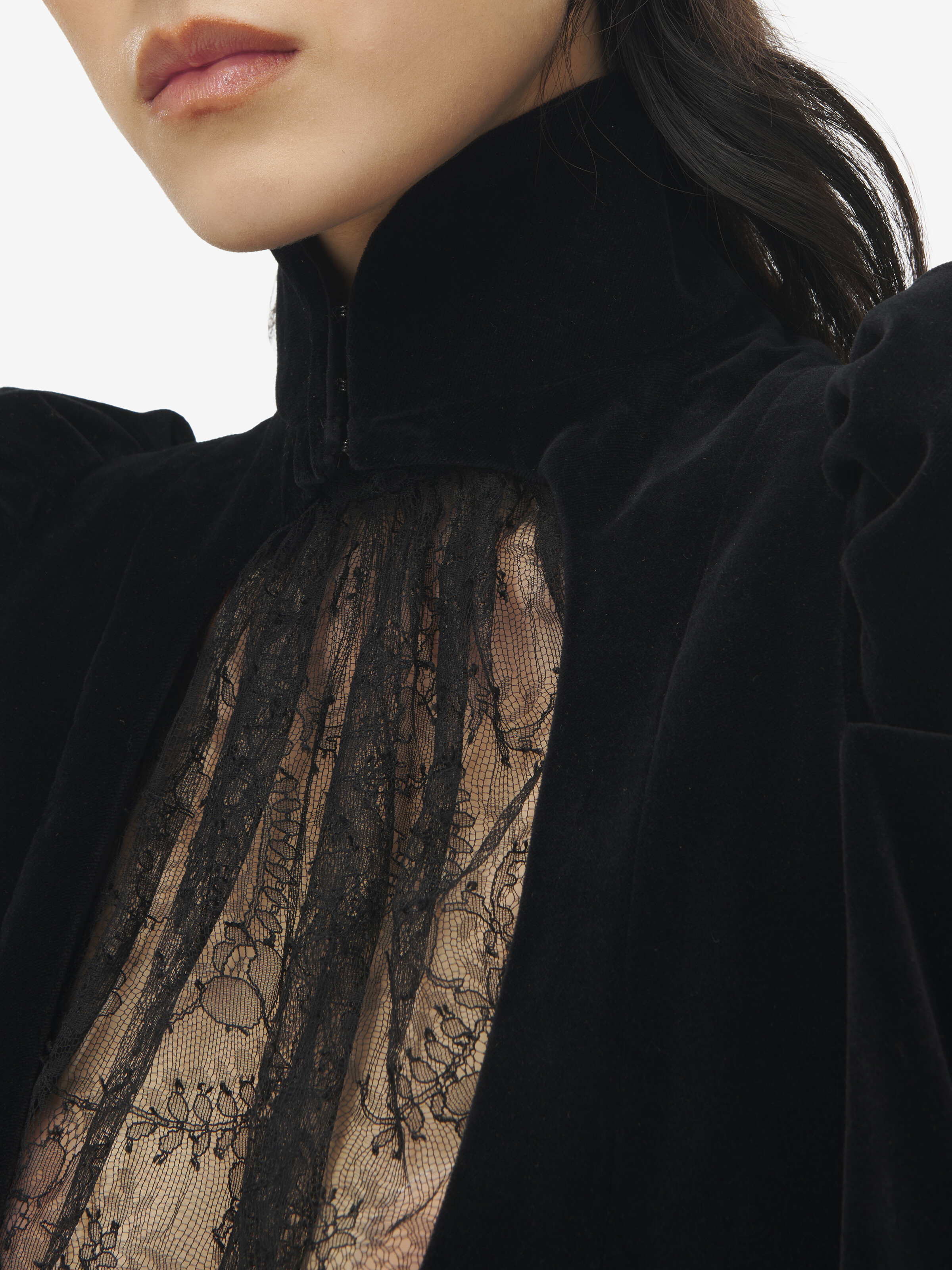 Women's Velvet Panel Jacket in Black in 100% Cotton | Alexander McQueen - image 5