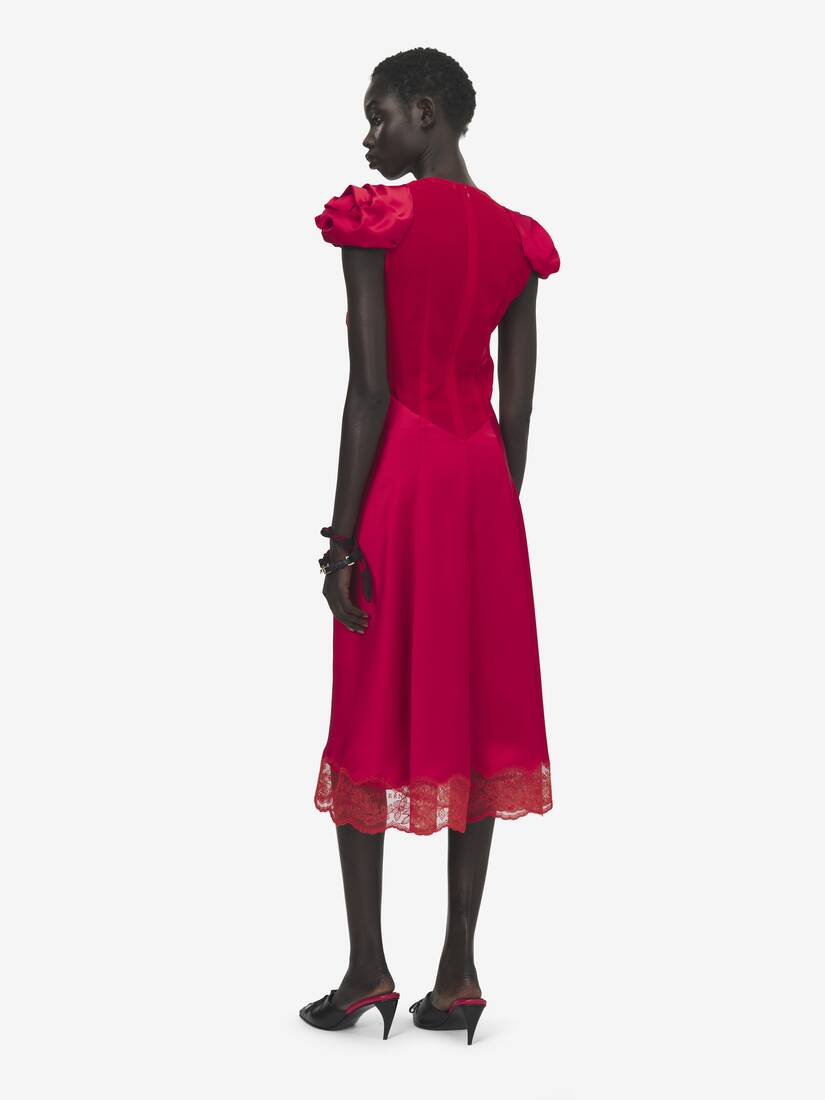 缩褶衣袖中长连衣裙 | Alexander McQueen - image 4