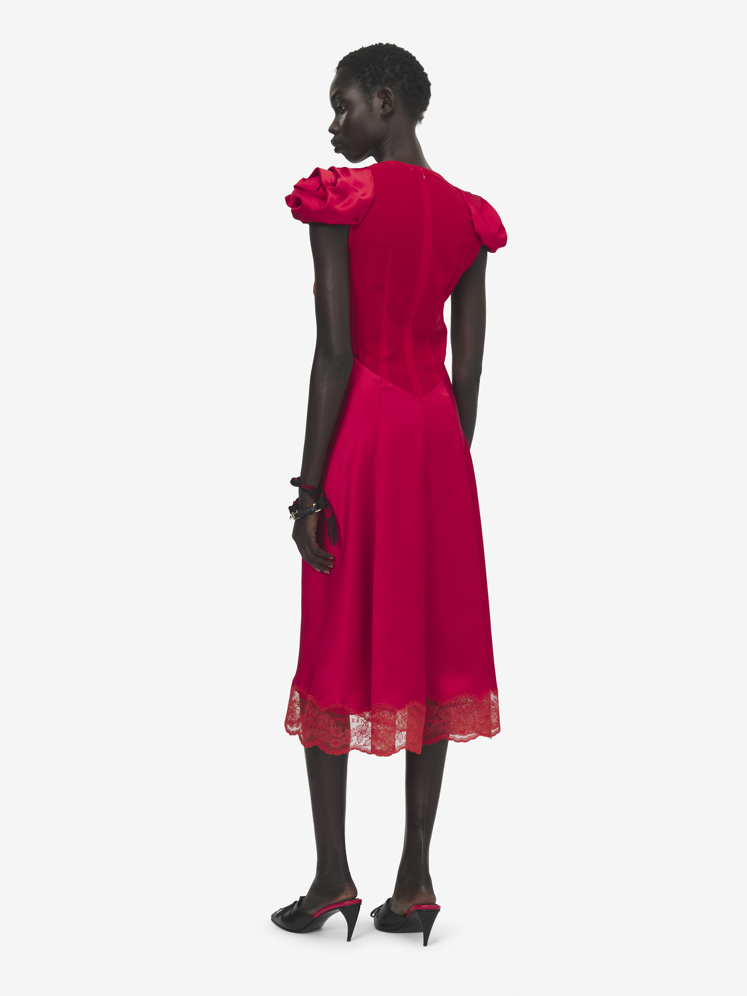 缩褶衣袖中长连衣裙 in 100% 粘胶纤维 | Alexander McQueen - image 4