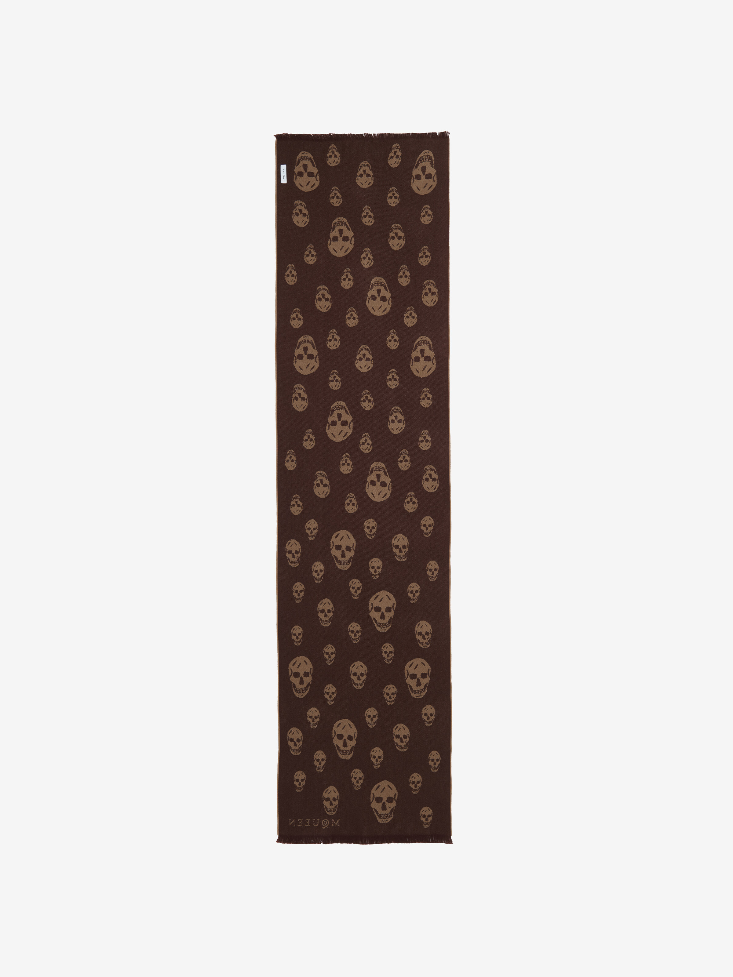 Women's Skull Wool Jacquard Scarf in Tan in 100% Wool | Alexander McQueen - image 2
