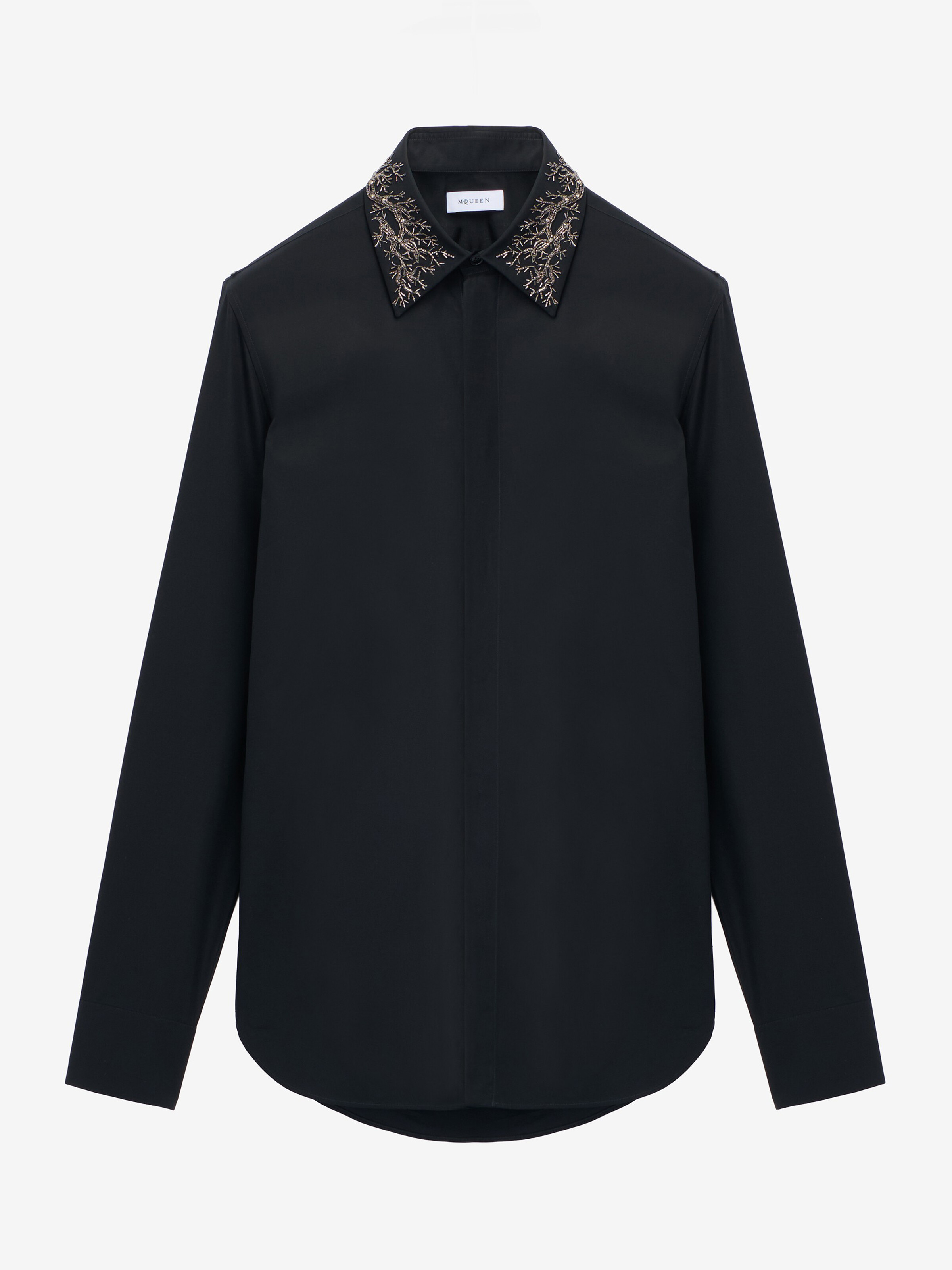 Chemise À Col Brodé «&nbsp;Tree Of Life&nbsp;» pour Homme en Noir in Tissu: 100% Coton -  Broderie Non-Textile: Métal -  Verre  | Alexander McQueen - image 1