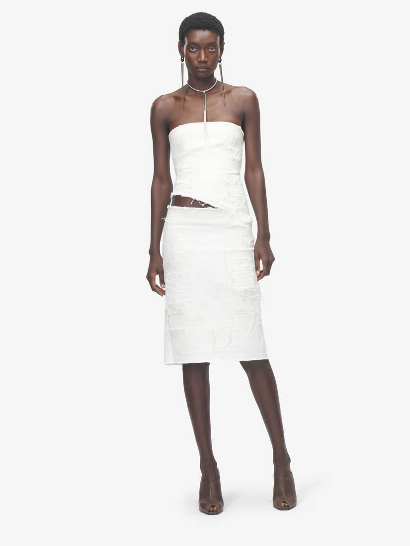 Slashed Denim Strapless Dress | Alexander McQueen - image 2