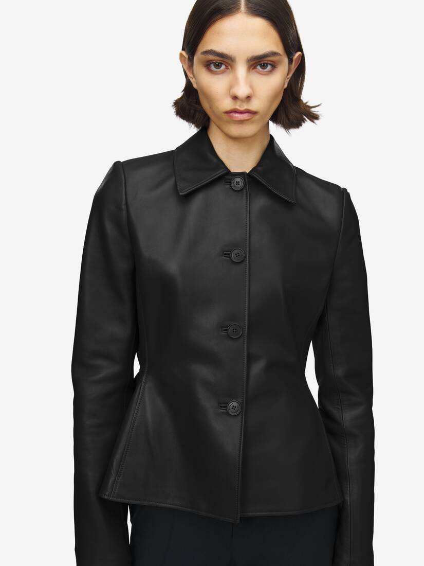 Leather Peplum Jacket | Alexander McQueen - image 6