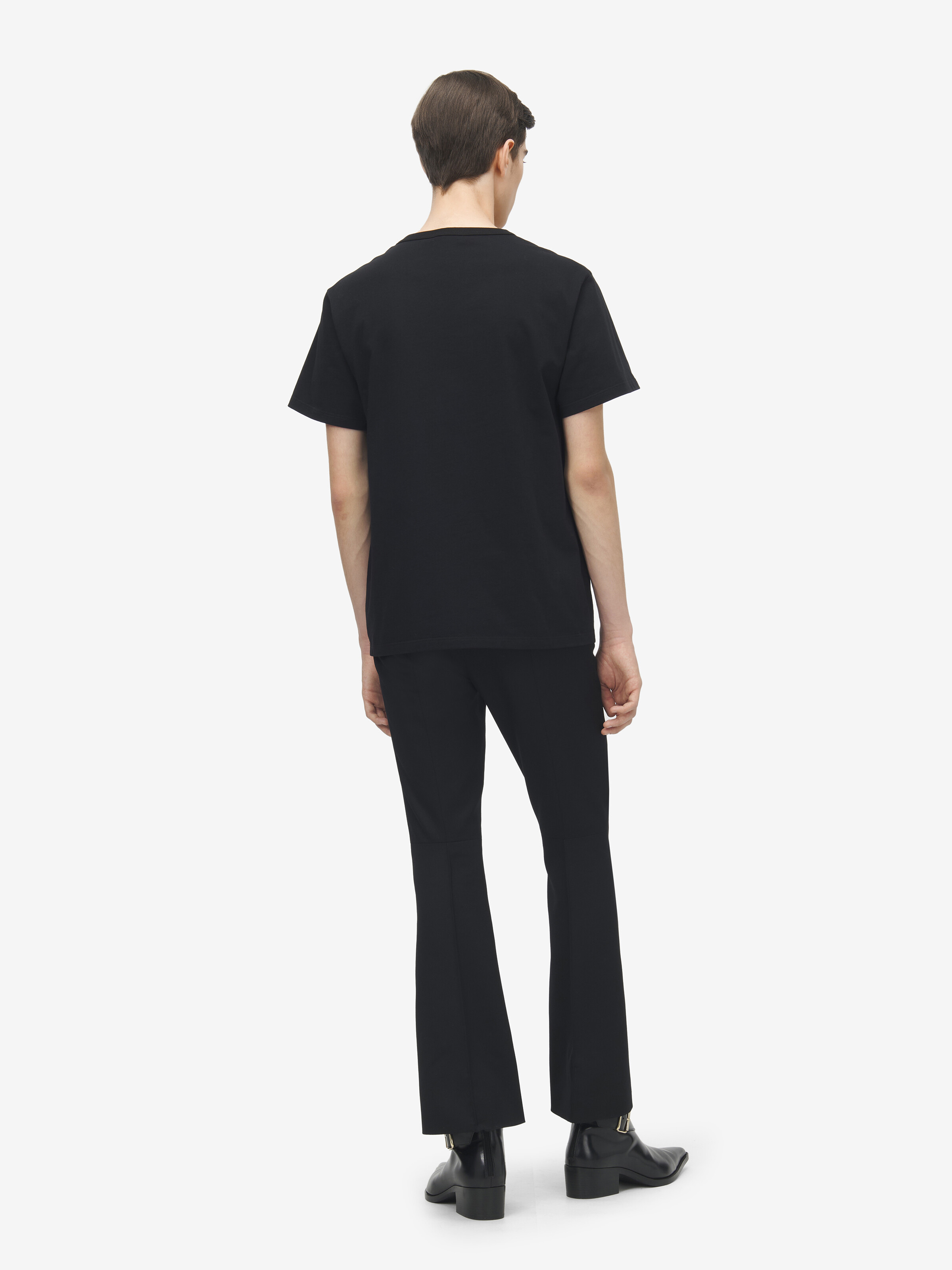 Men's Moth Embroidery Logo T-shirt in Black/Yellow in 100% Cotton | Alexander McQueen - image 5