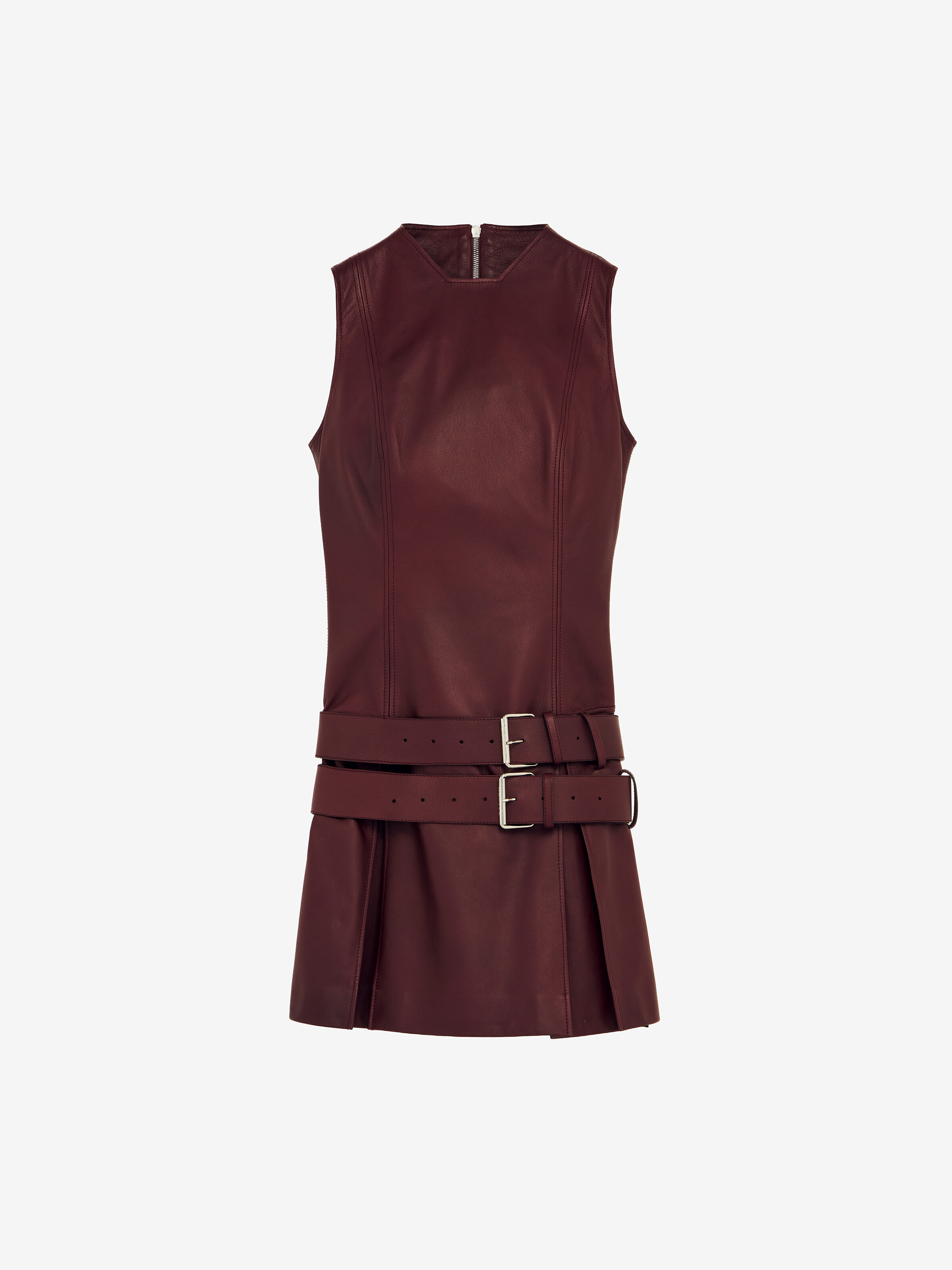 Leather Double Belt Mini Dress