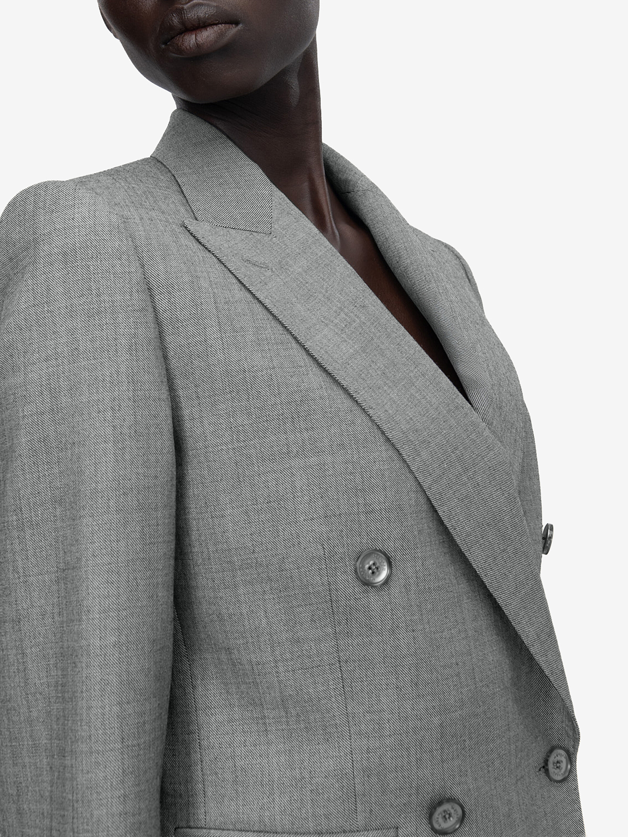Veste courte, à double boutonnage pour Femme en Noir/Blanc Ivoire in 100% Laine | Alexander McQueen - image 5